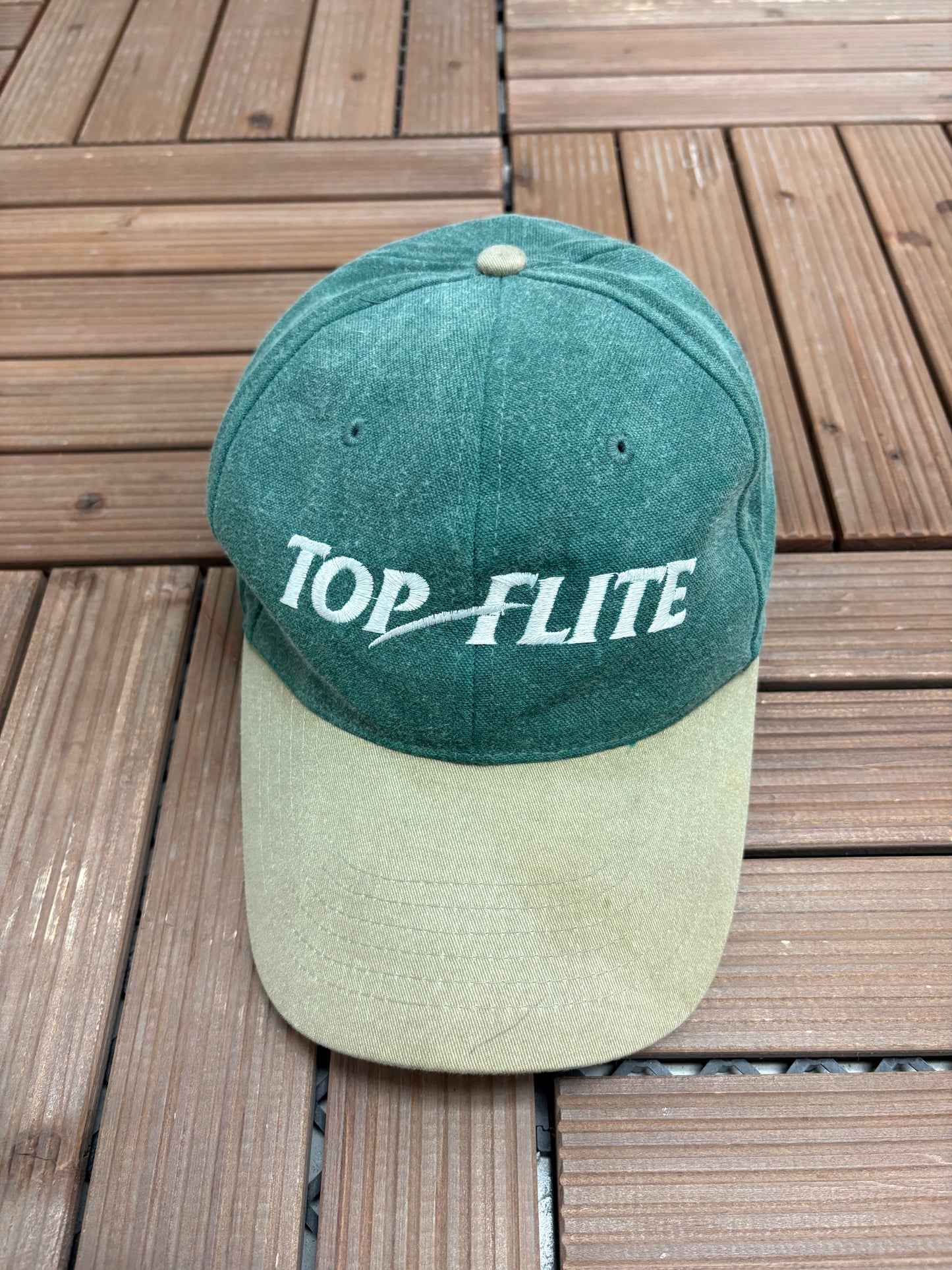 Top-Flite Embroidered Graphic Hat | Metal Clasp | Vintage 1990s Branded Golf Green Cap |