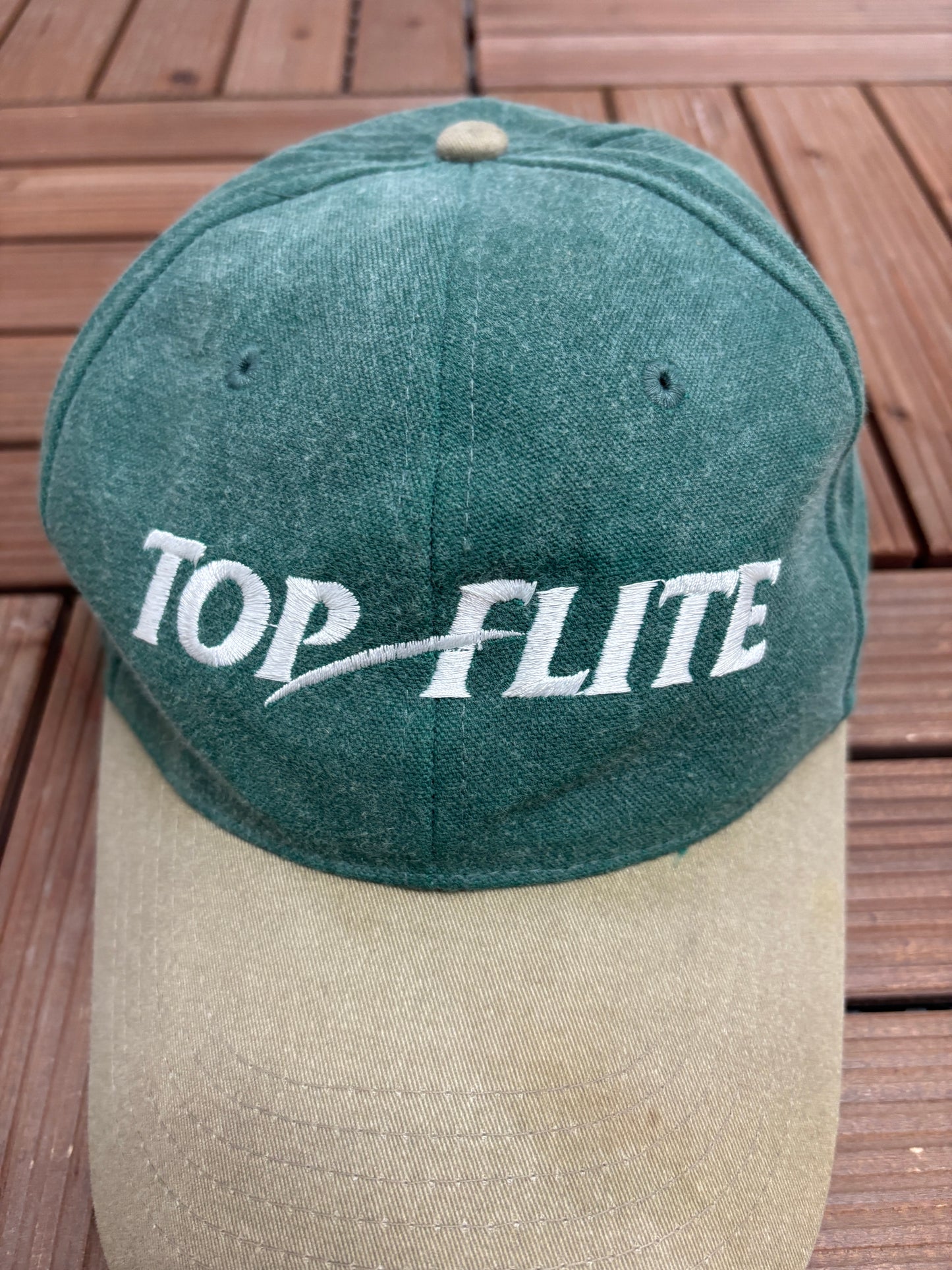 Top-Flite Embroidered Graphic Hat | Metal Clasp | Vintage 1990s Branded Golf Green Cap |