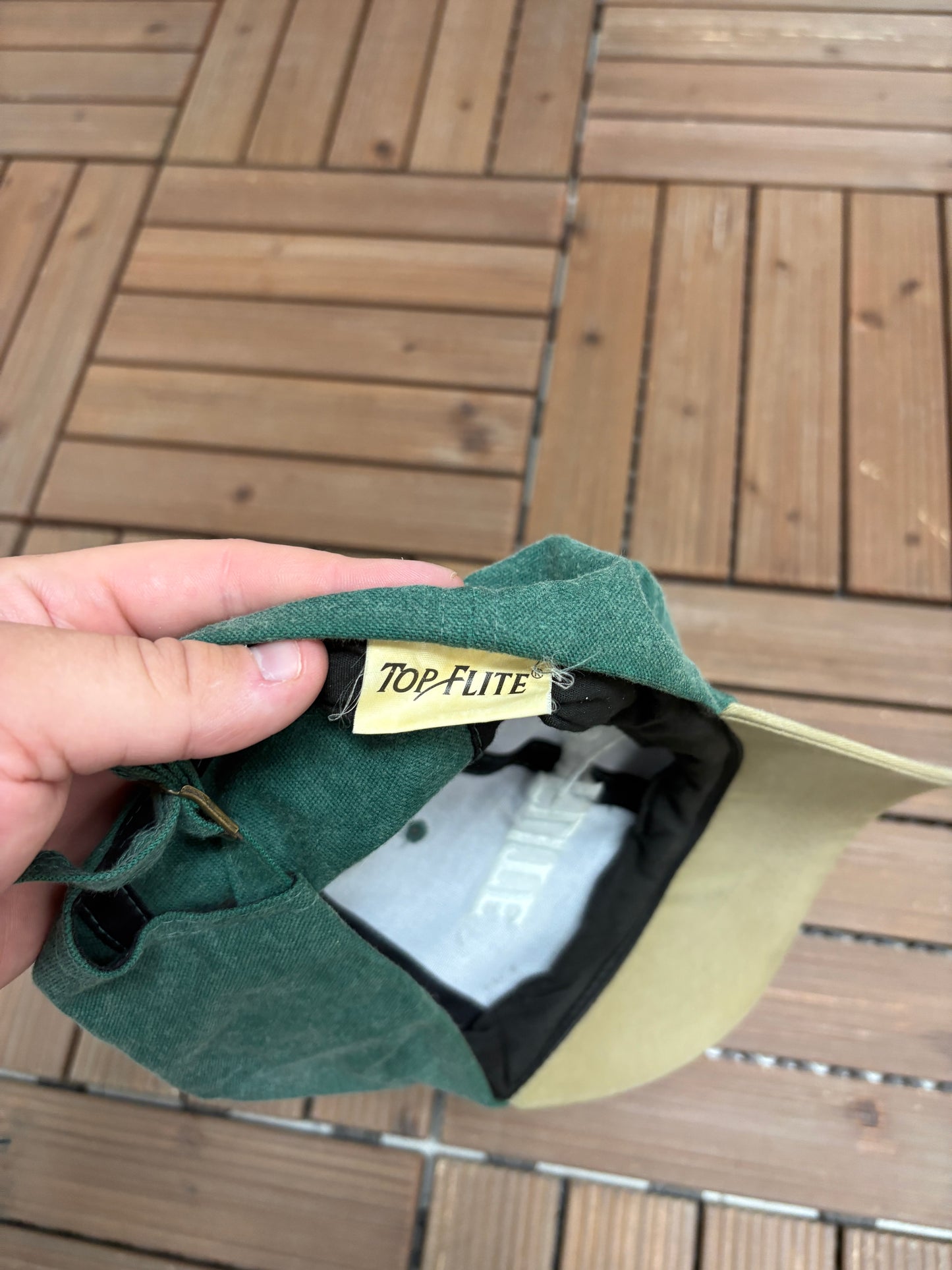 Top-Flite Embroidered Graphic Hat | Metal Clasp | Vintage 1990s Branded Golf Green Cap |