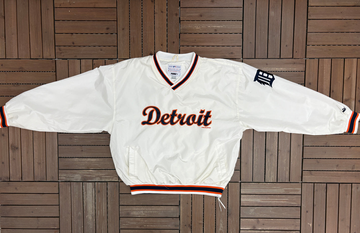 Detroit Tigers Stitched Windbreaker | Size X-Large | Vintage 2000s MLB Baseball White Jacket |