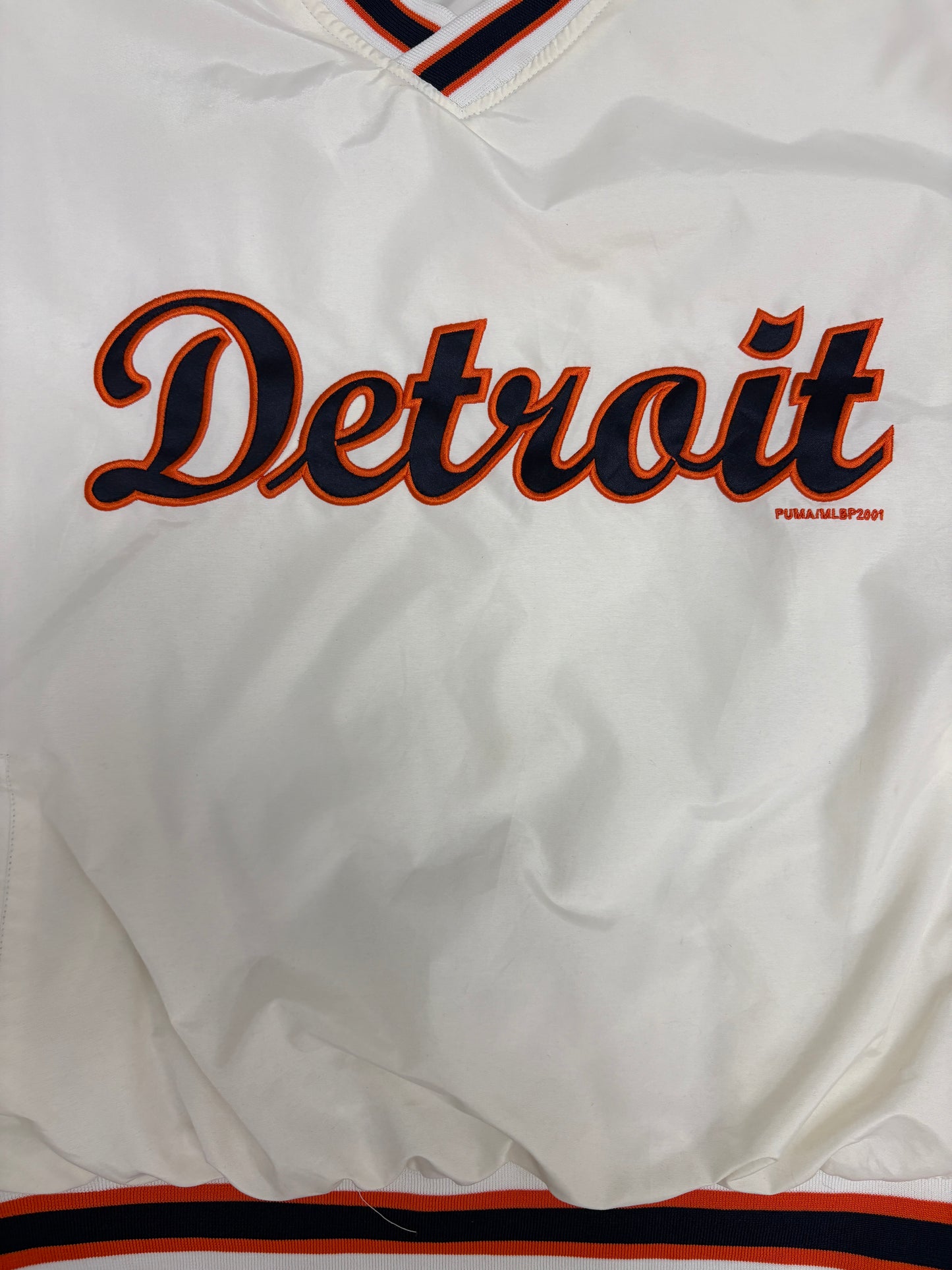 Detroit Tigers Stitched Windbreaker | Size X-Large | Vintage 2000s MLB Baseball White Jacket |