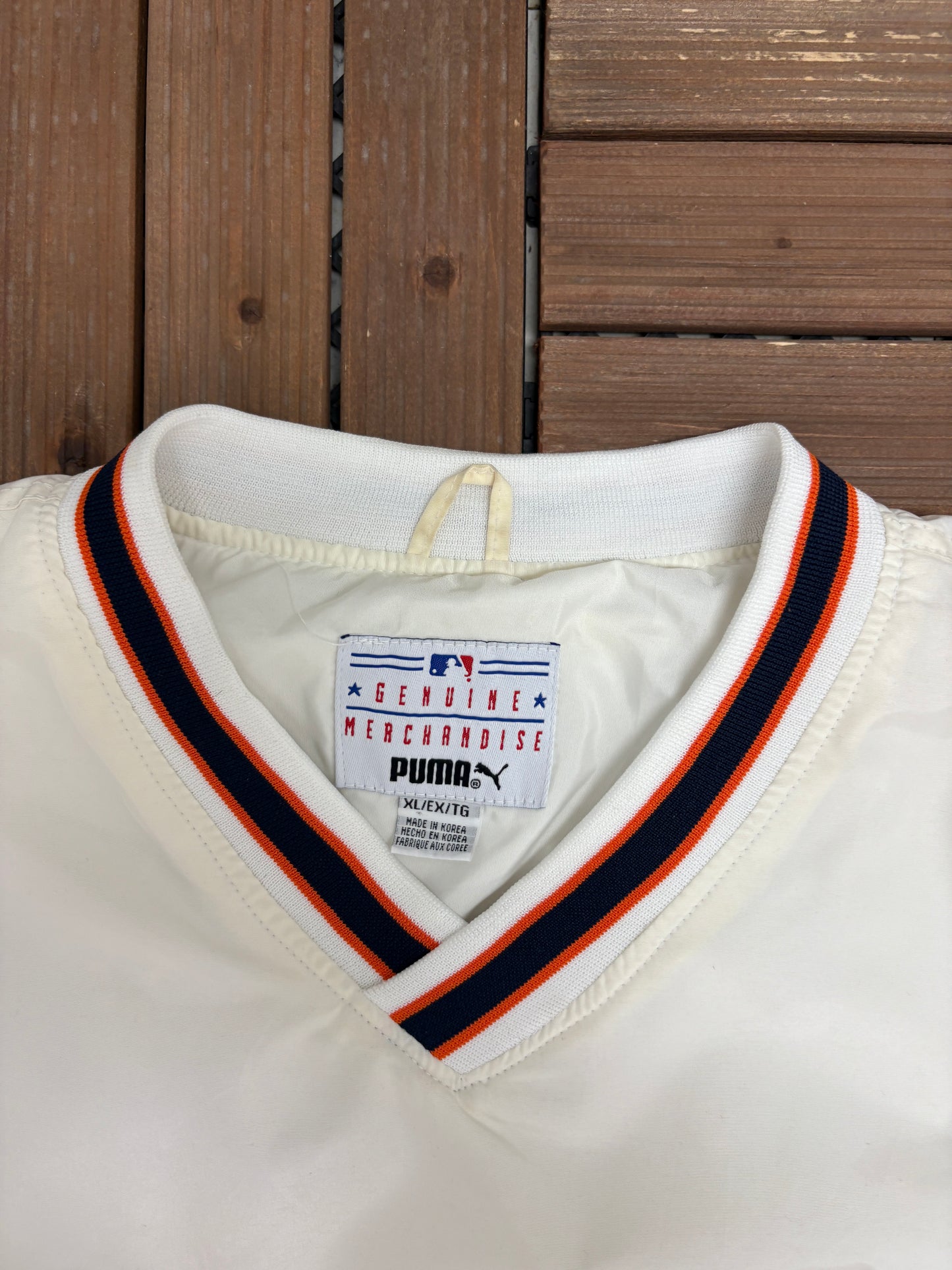 Detroit Tigers Stitched Windbreaker | Size X-Large | Vintage 2000s MLB Baseball White Jacket |