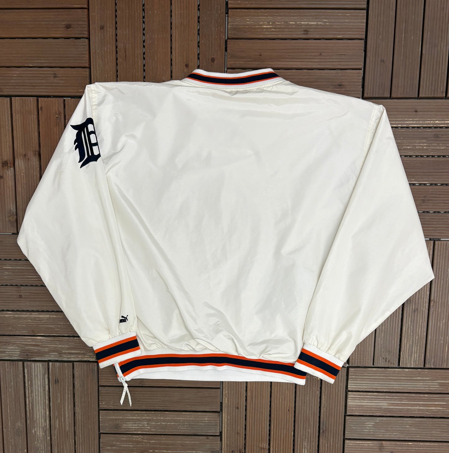 Detroit Tigers Stitched Windbreaker | Size X-Large | Vintage 2000s MLB Baseball White Jacket |