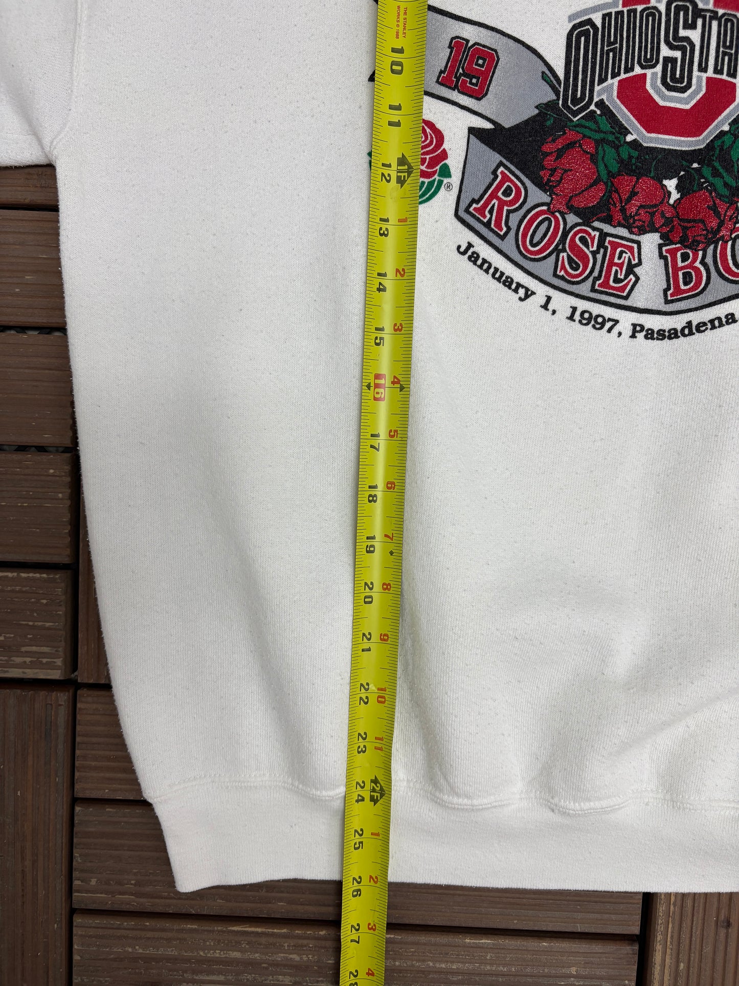 Ohio State Buckeyes Rose Bowl 1997 Graphic Crewneck | Size X-Large | Vintage 1990s College White Sweater |