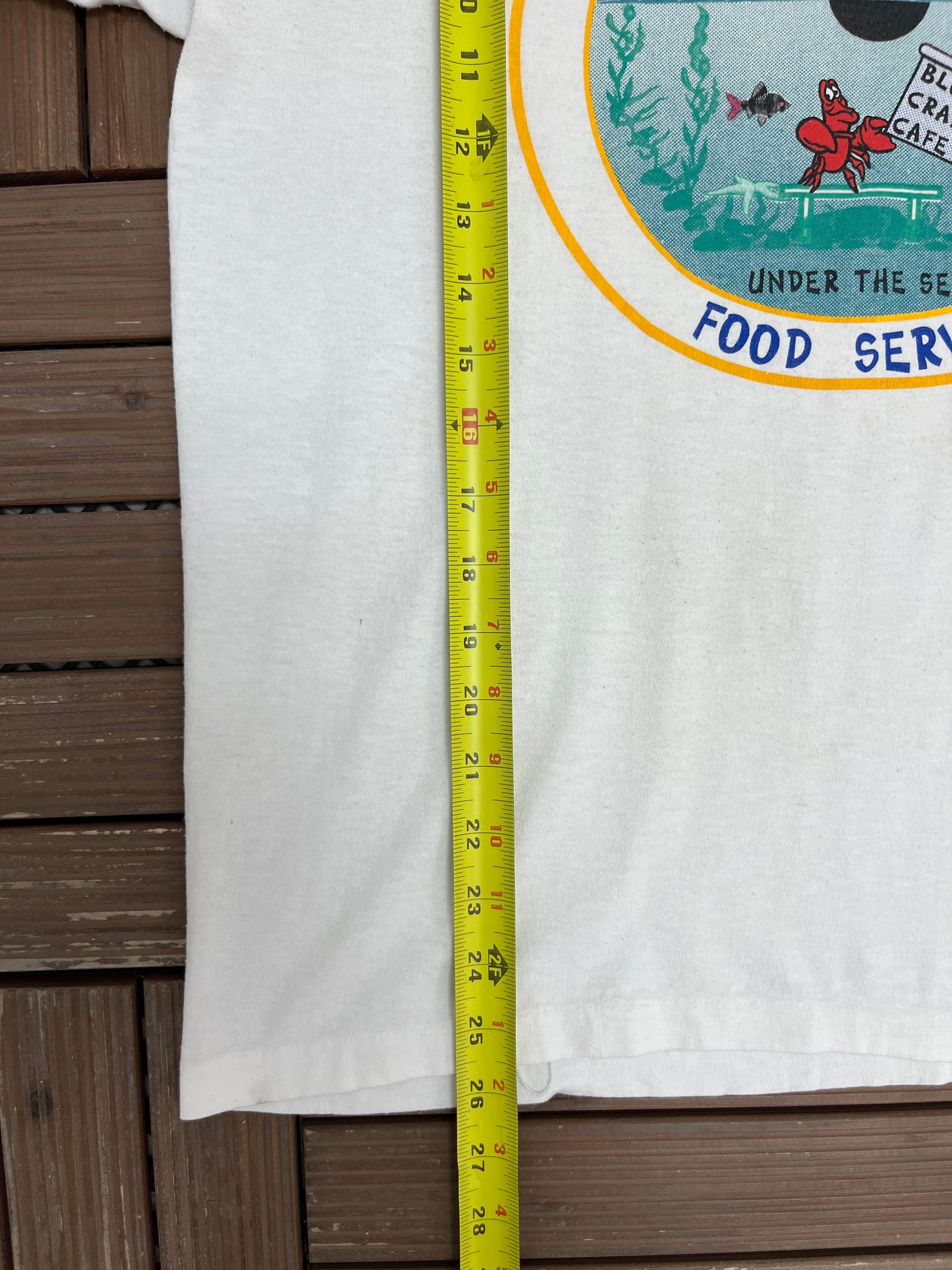 USS Maryland SSBN-738 Food Service Graphic Tee | Size Large | Vintage 1990s Single Stitch White T-Shirt |