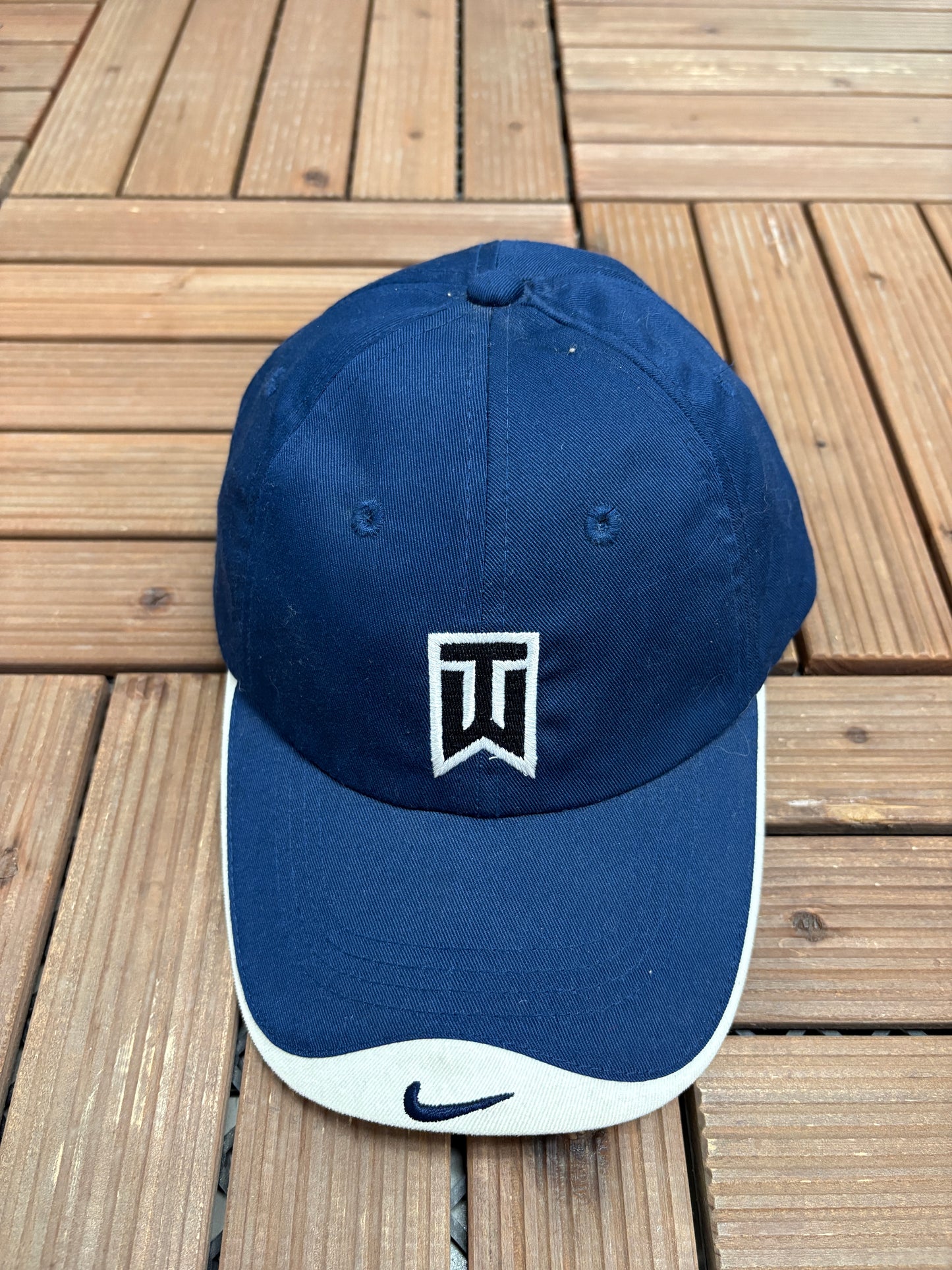 Tiger Woods Nike Embroidered Graphic Hat | Metal Clasp | Vintage 2000s Branded Golf Blue Cap |