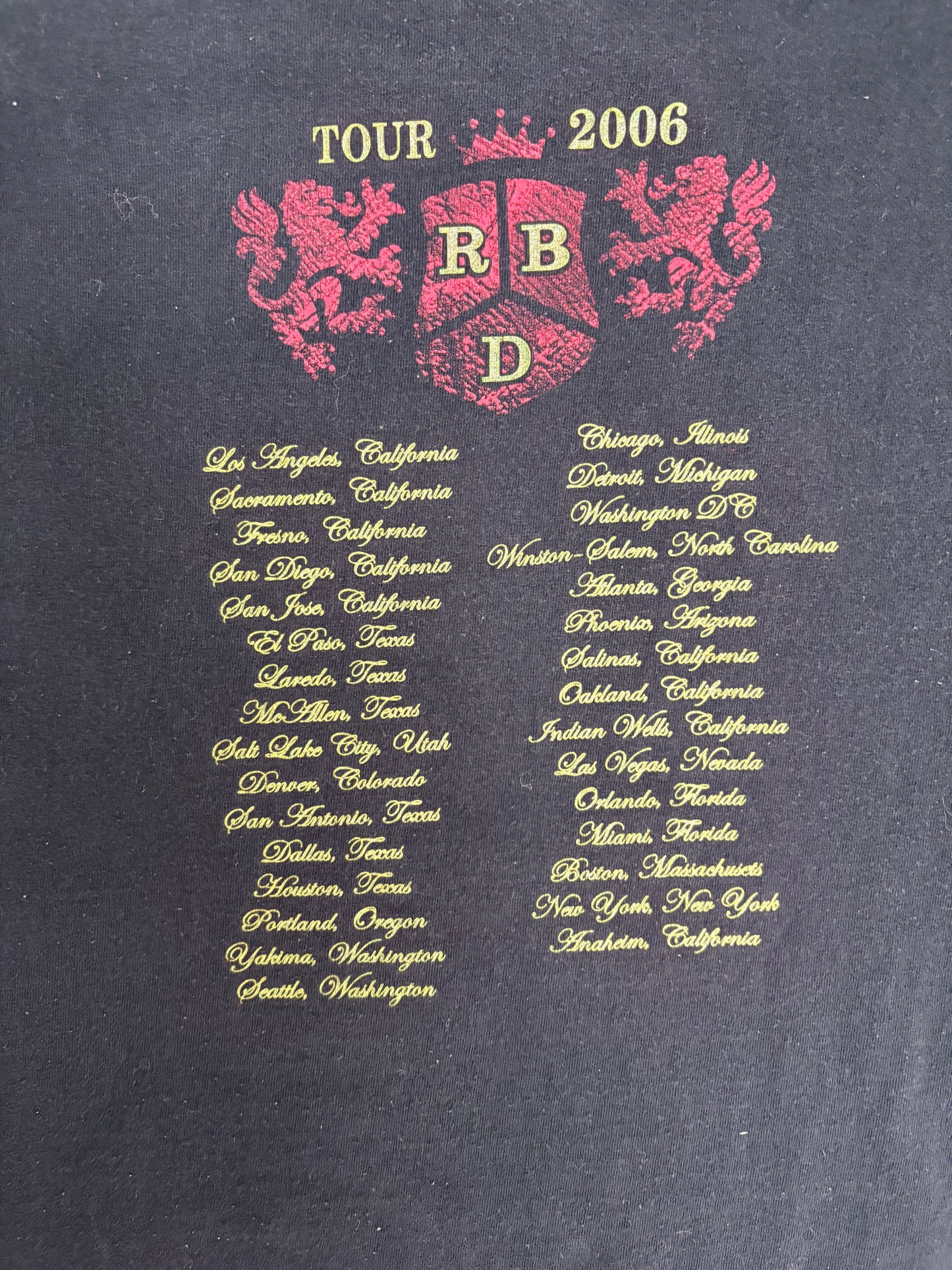 RBD Rebelde Tour 2006 Graphic Tee | Size Medium | Vintage 2000s Latin Pop Music Black T-Shirt |