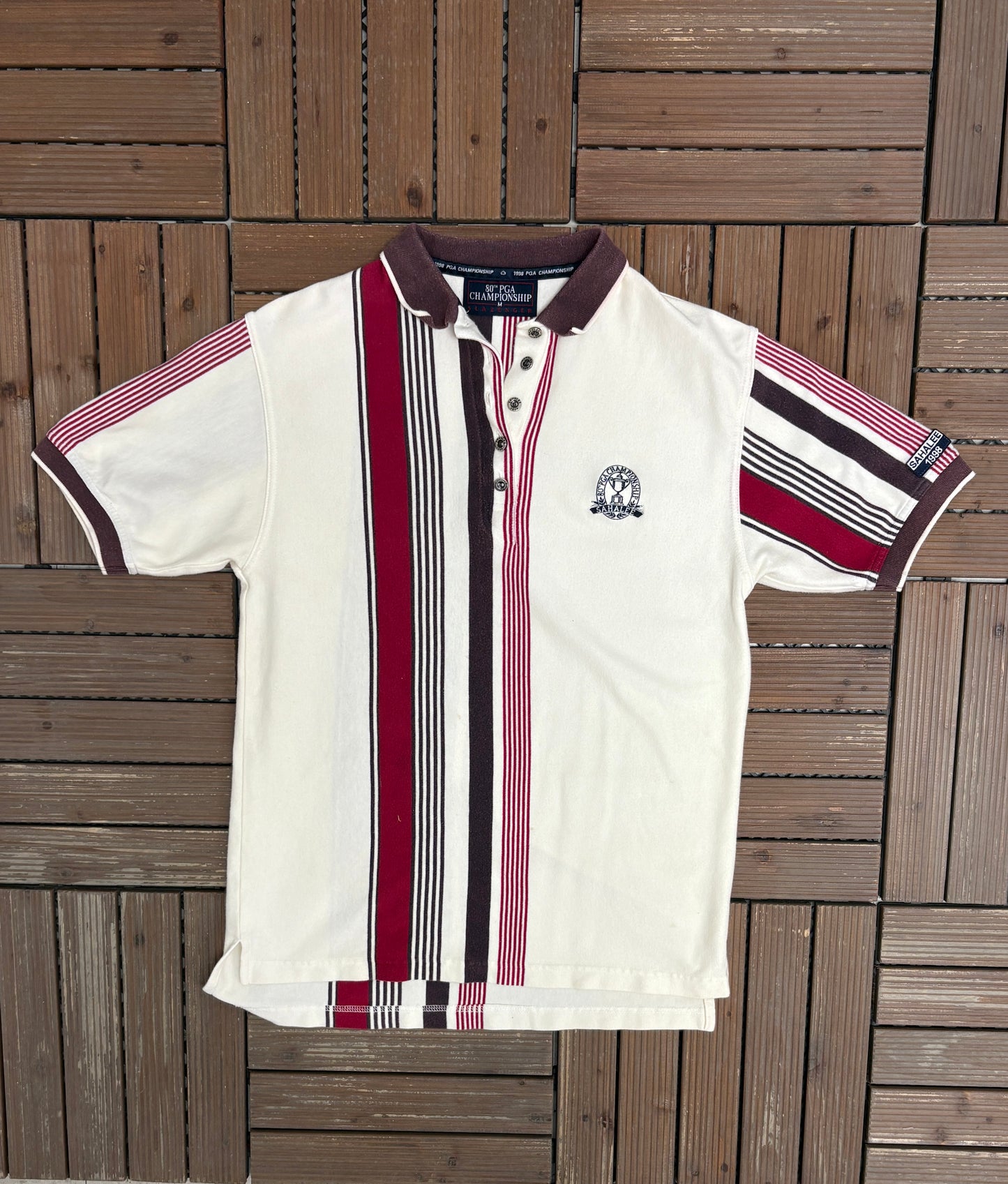 1998 PGA Championship Sahalee Golf Shirt | Size Medium | Vintage 1990s White Collared T-Shirt |
