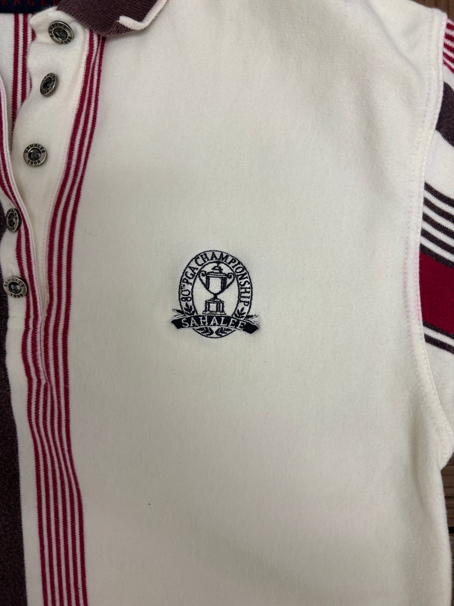 1998 PGA Championship Sahalee Golf Shirt | Size Medium | Vintage 1990s White Collared T-Shirt |