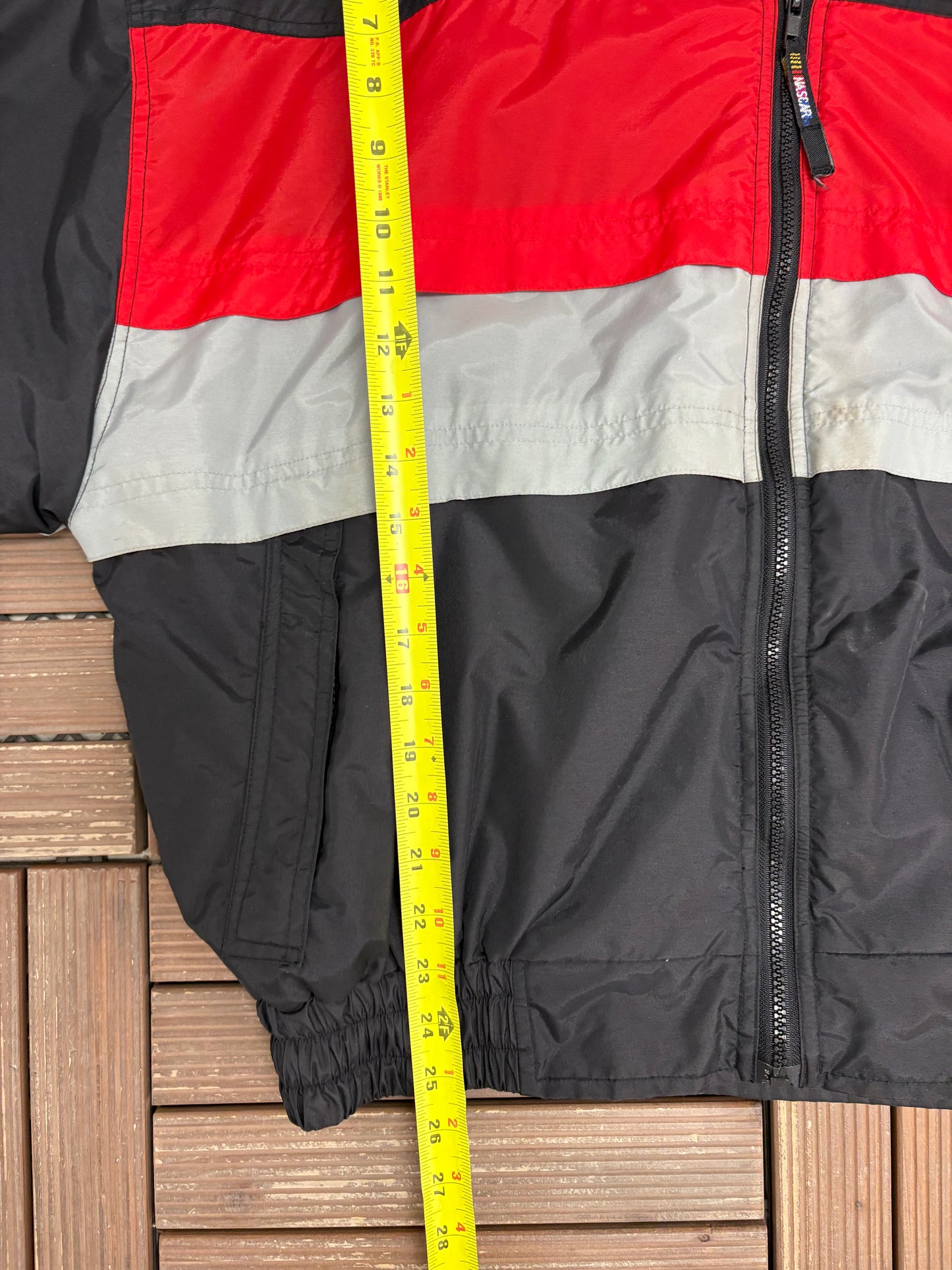 Dale Earnhardt Graphic Puffer Jacket | Size X-Large | Vintage 1990s NASCAR Racing Black Coat |