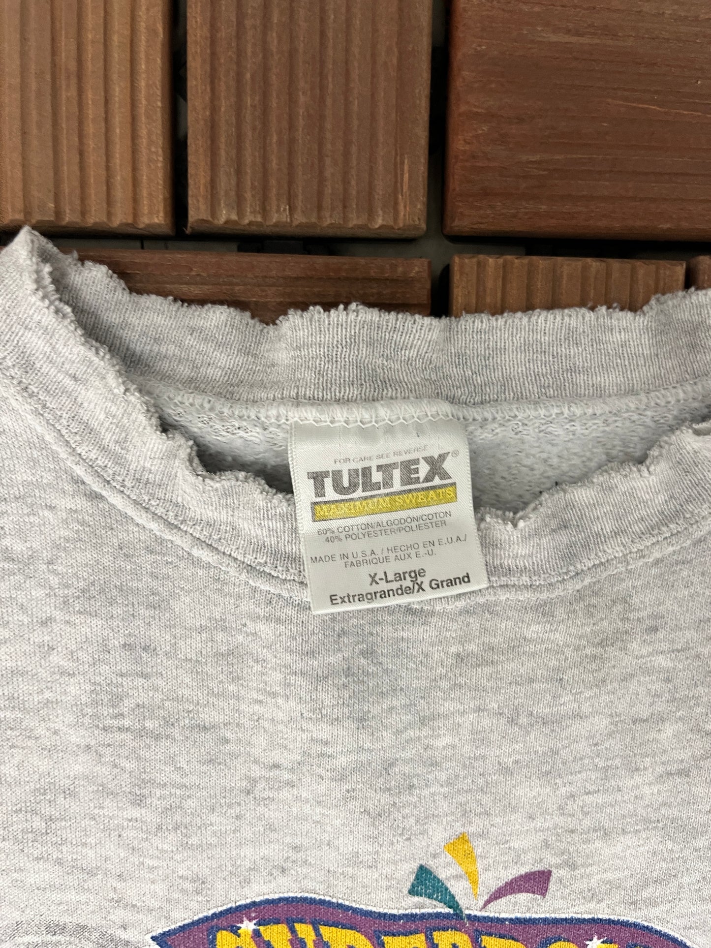 New England Patriots vs Green Bay Packers Super Bowl Graphic Crewneck | Size X-Large | Vintage 1990s NFL Football Grey Sweater |