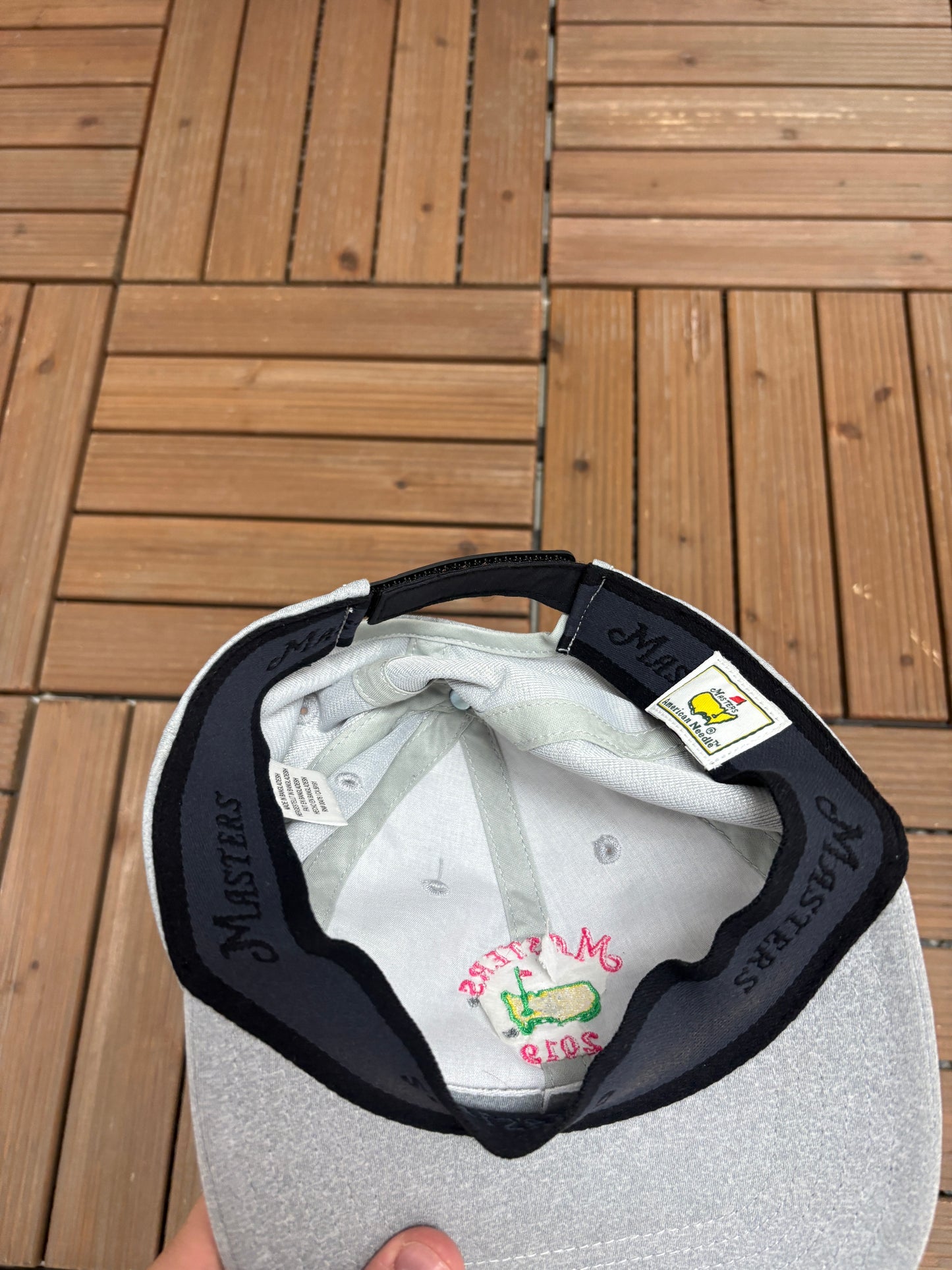 Masters 2019 Embroidered Graphic Hat | Strap Back | 2000s Golf Grey Cap |