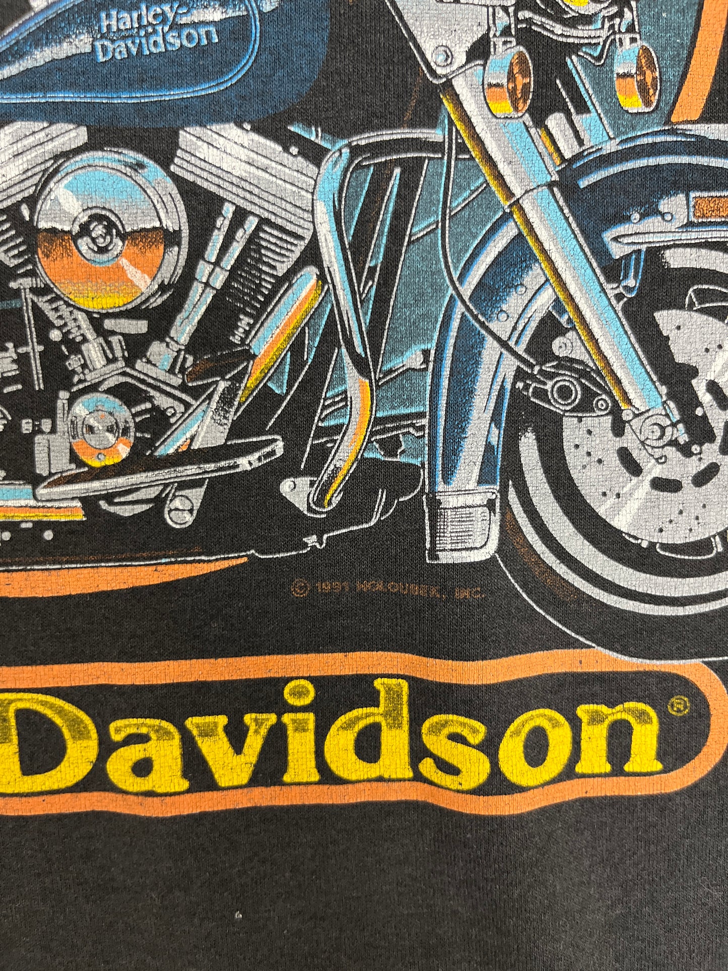Harley Davidson Electra Glide Graphic Tee | Size Medium | Vintage 1990s Biker Motorcycle Black T-Shirt |