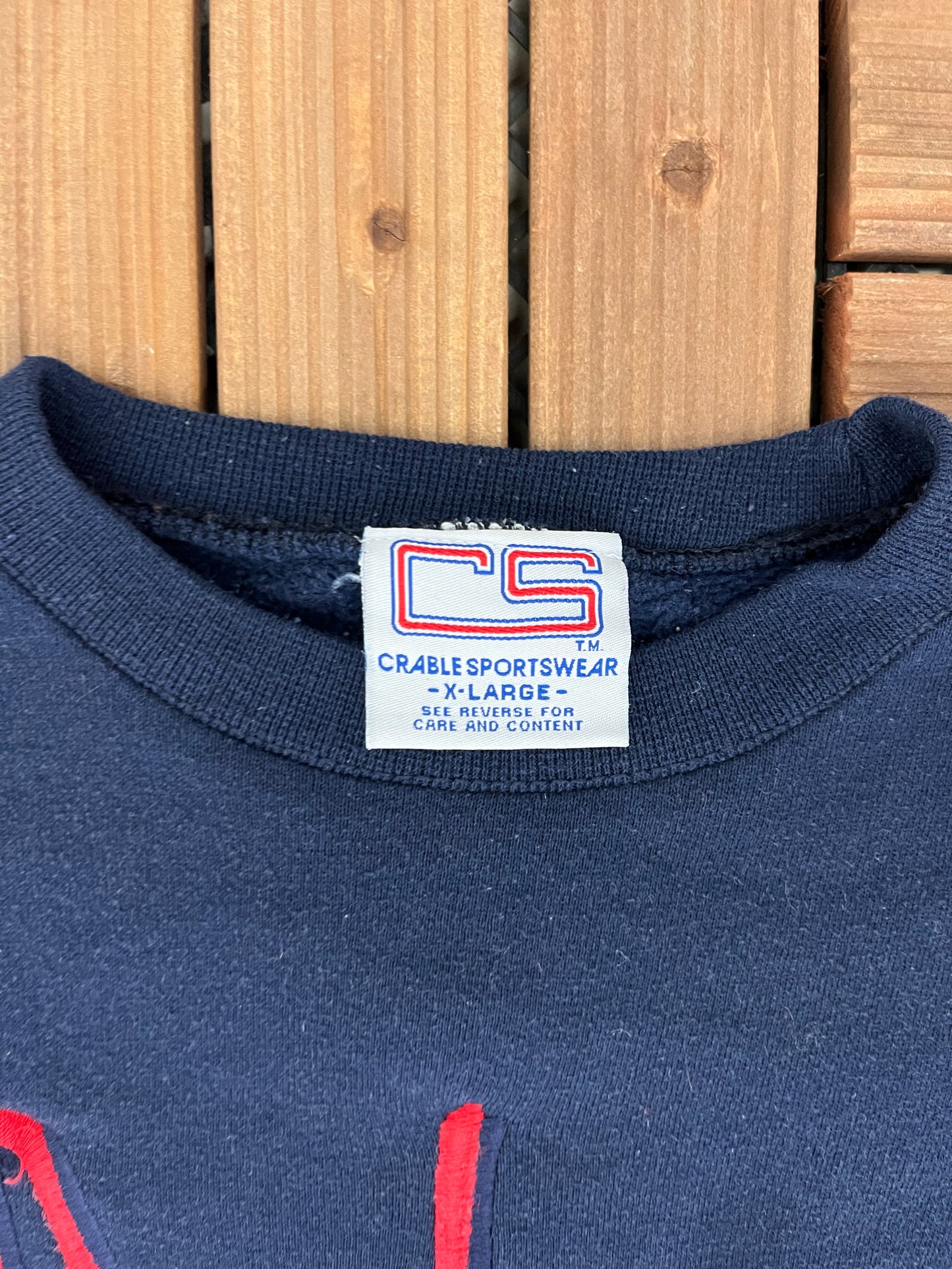 Cleveland Indians 1995 World Series Graphic Crewneck | Size X-Large | Vintage 1990s MLB Baseball Blue Sweater |