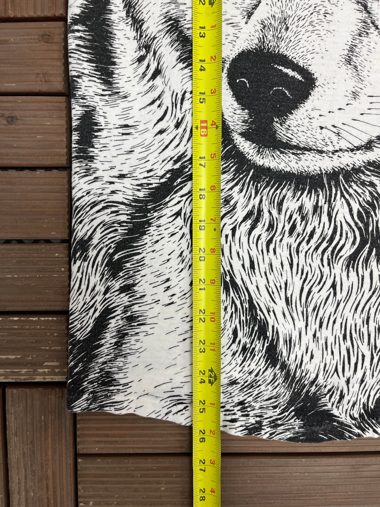 Wolf Scenic All Over Print Graphic Tee | Size X-Large | Vintage 1990s Single Stitch Wolf Animal White T-Shirt |