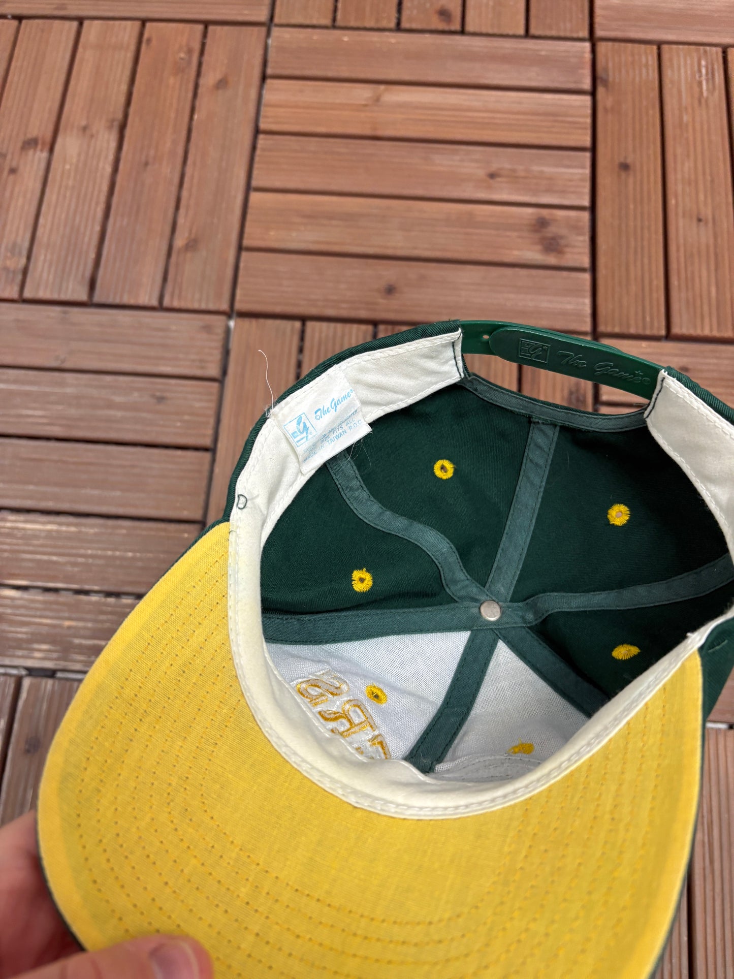 Green Bay Packers Graphic Hat | Snap Back | Vintage 1990s NFL Football Green Cap |