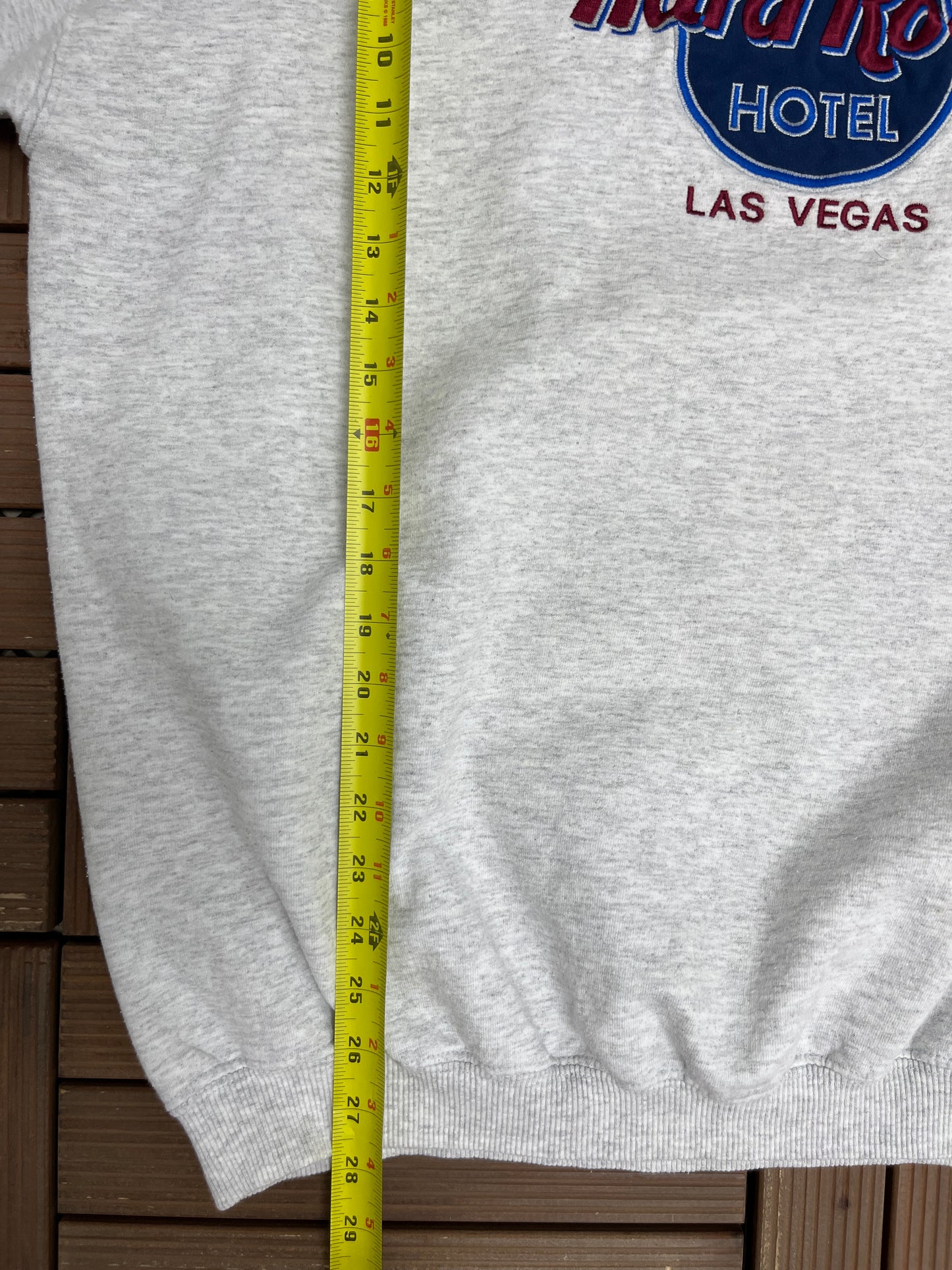 Hard Rock Hotel Las Vegas Graphic Crewneck | Size X-Large | Vintage 1990s Promotional Collectors Grey Sweater |