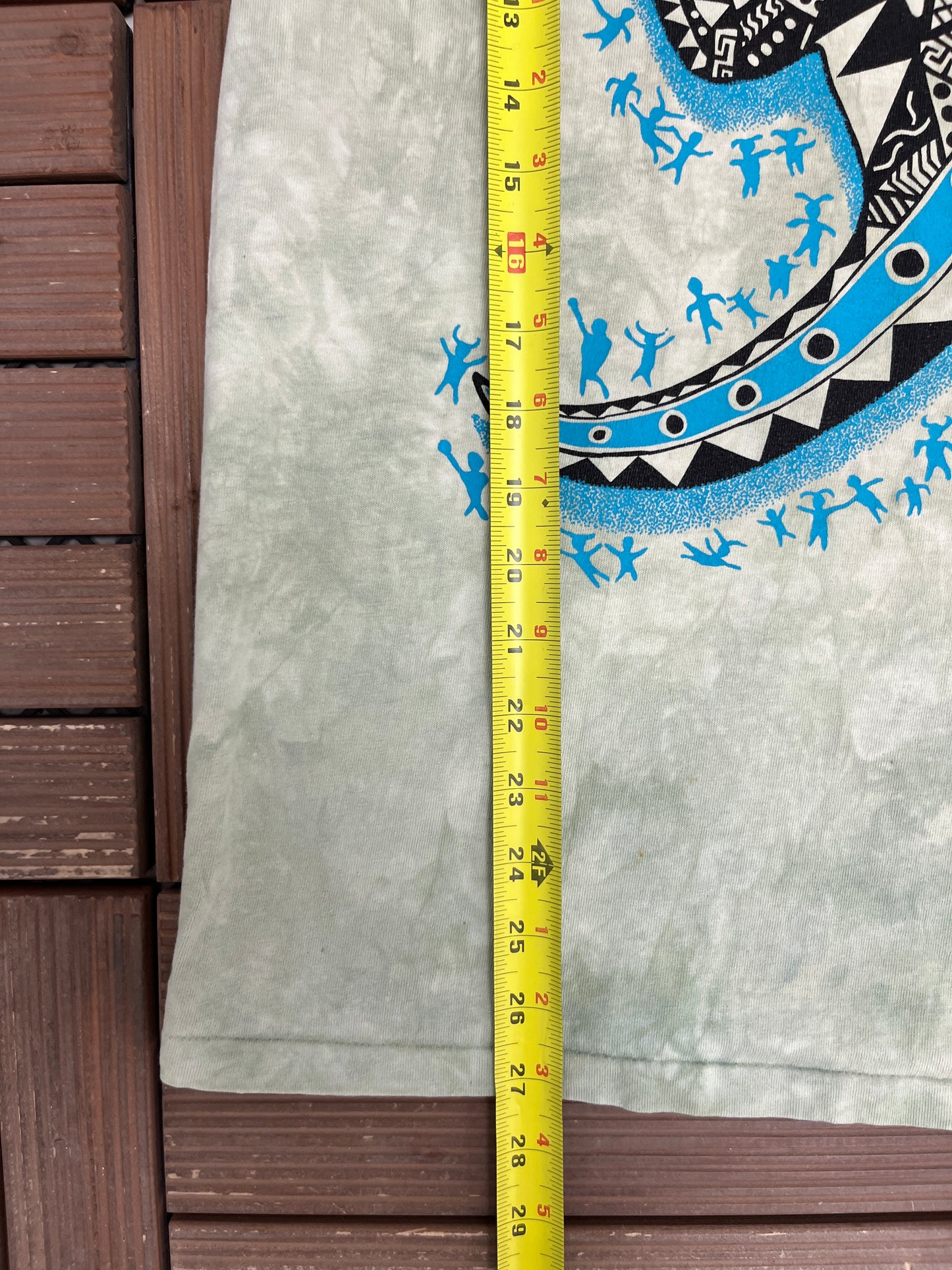 Ancient Cave Art Vancouver, Canada Graphic Tee | Size X-Large | Vintage 1990s Abstract Art Green T-Shirt |