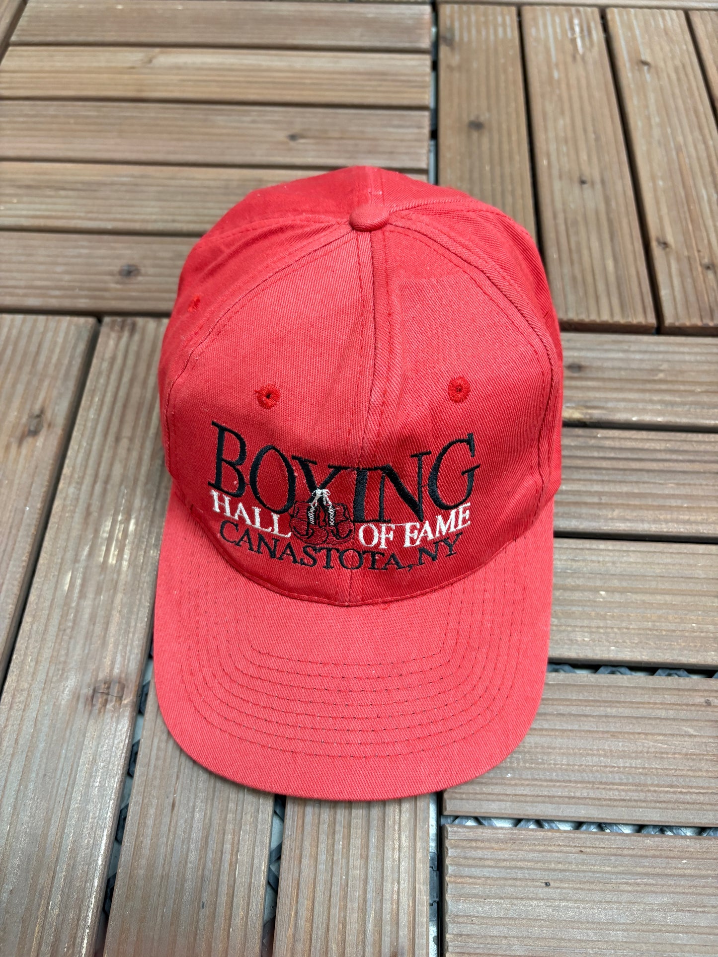 Boxing Hall Of Fame Graphic Hat | Snap Back | Vintage 1990s Promotional Red Cap |
