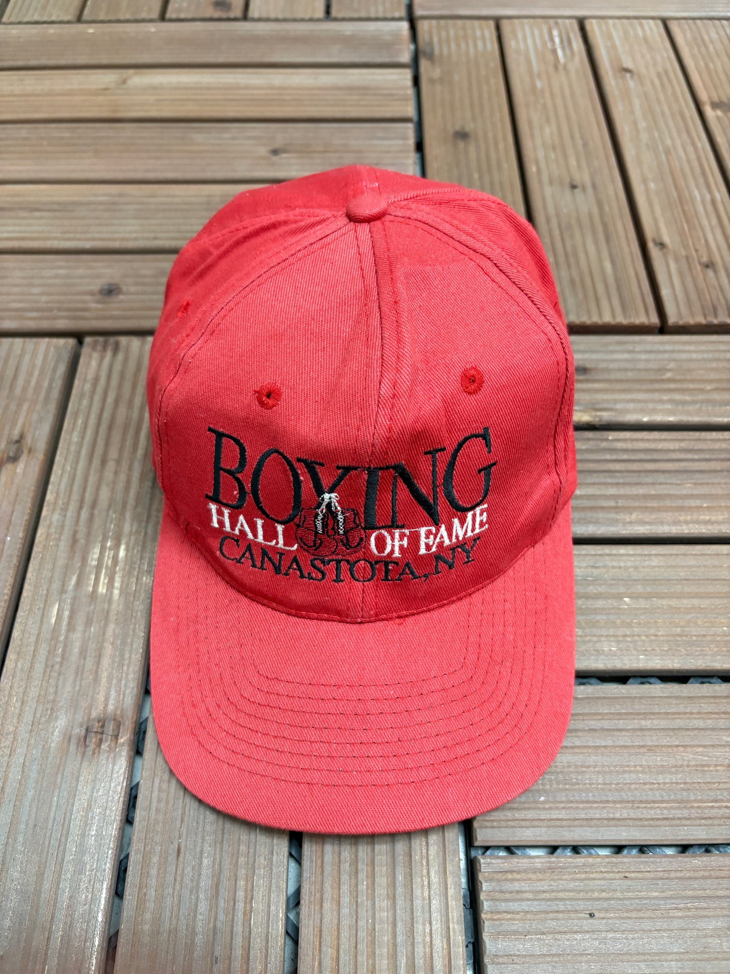 Boxing Hall Of Fame Graphic Hat | Snap Back | Vintage 1990s Promotional Red Cap |