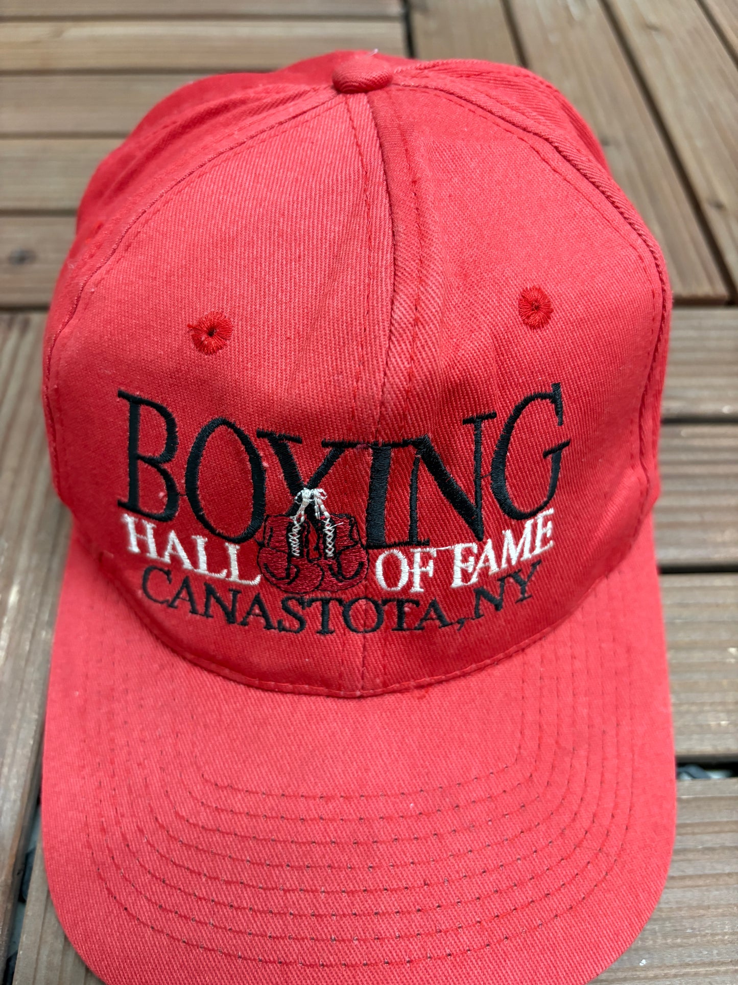 Boxing Hall Of Fame Graphic Hat | Snap Back | Vintage 1990s Promotional Red Cap |