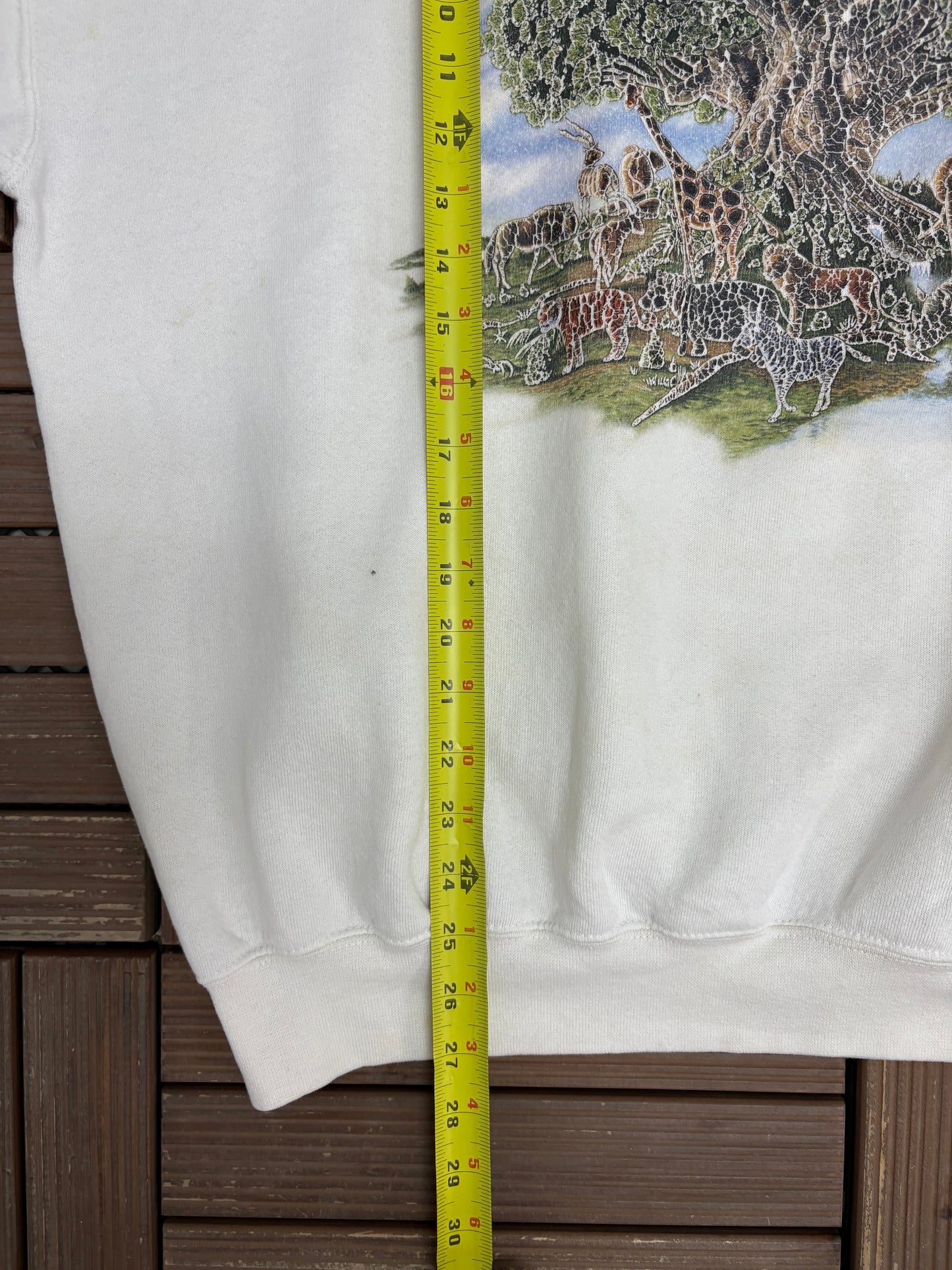 Disney's Animal Kingdom Graphic Crewneck | Size X-Large | Vintage 1990s White Cartoon Promotional Sweater |