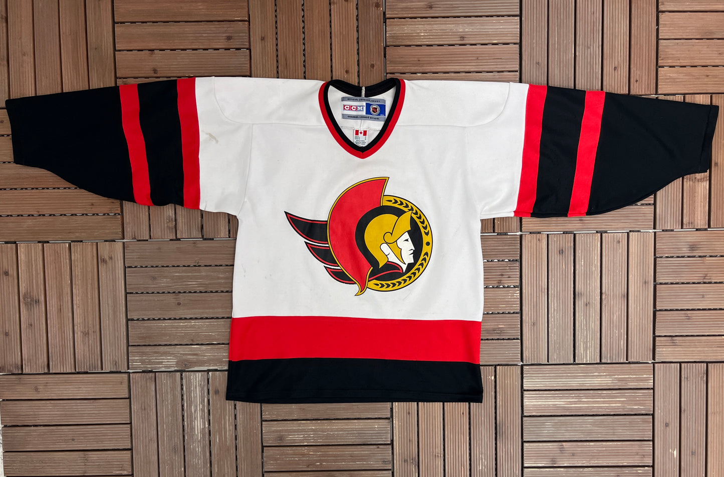 Ottawa Senators Stitched Hockey Jersey | Size Medium | Vintage 1990s NHL Hockey White Jersey |