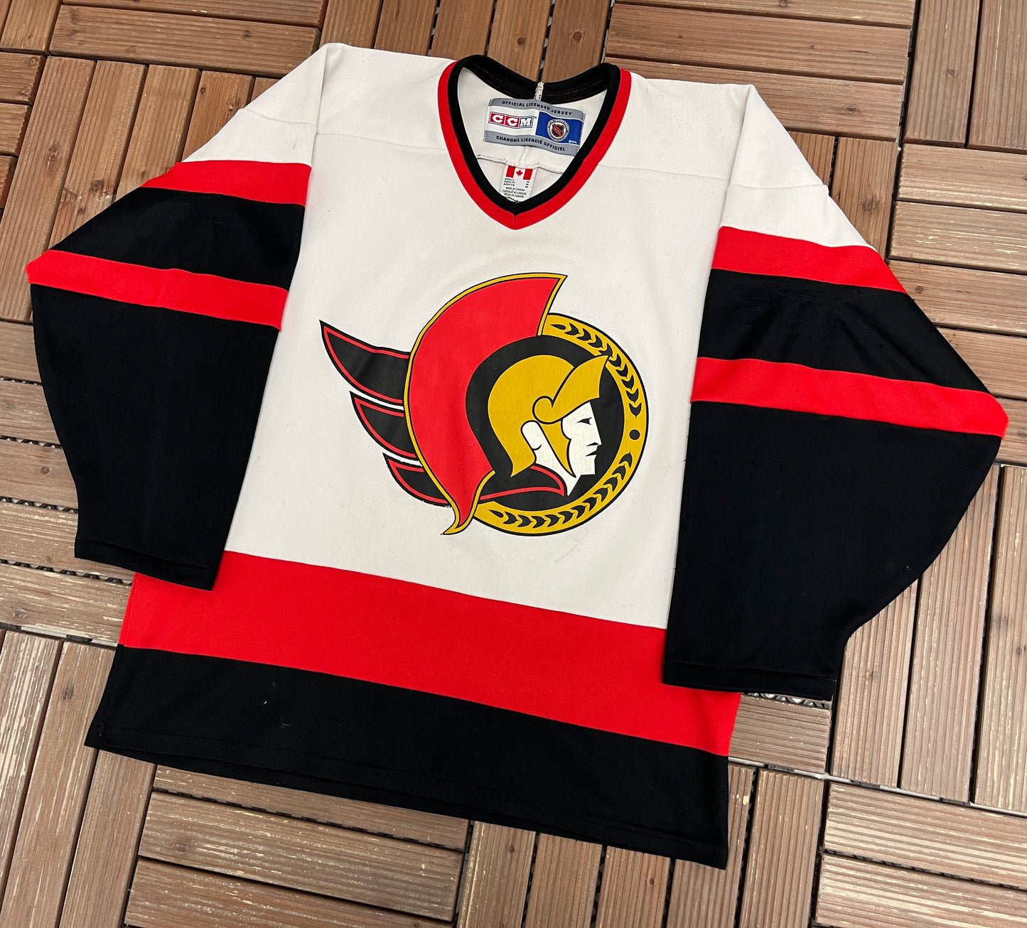 Ottawa Senators Stitched Hockey Jersey | Size Medium | Vintage 1990s NHL Hockey White Jersey |