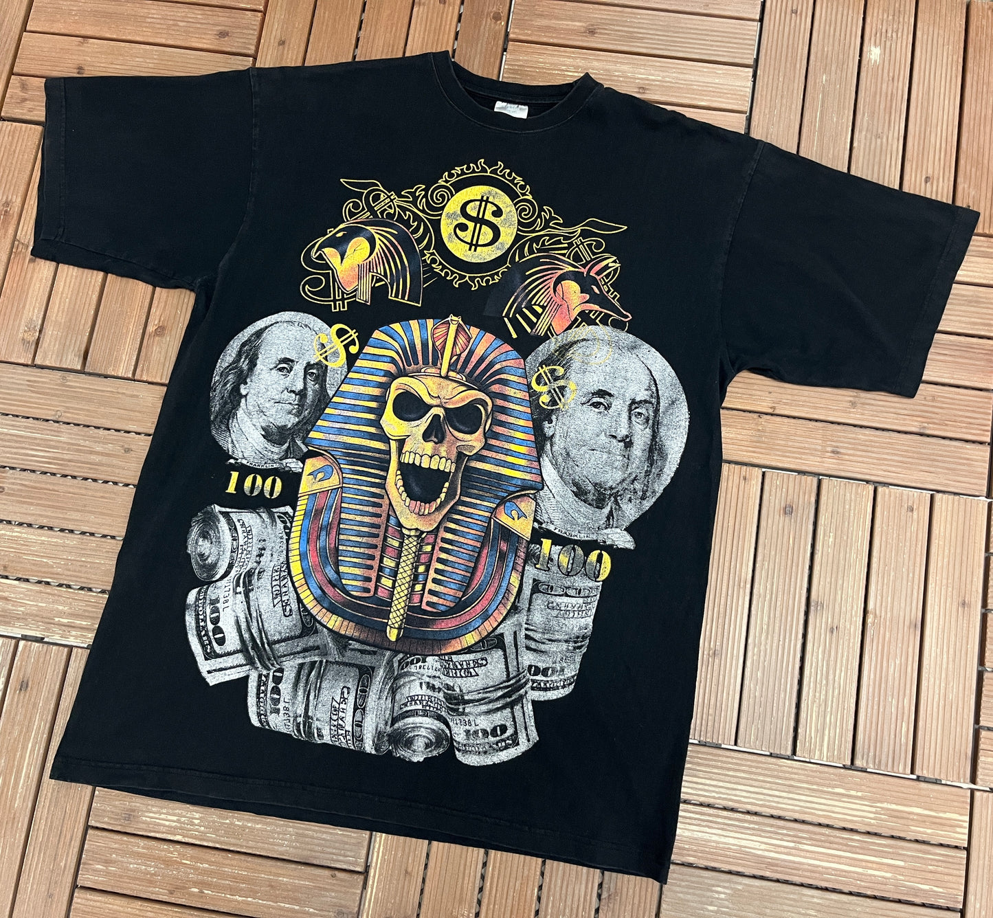 Pharaoh Money Graphic Tee | Size XX-Large | Vintage 2000s Black T-Shirt |