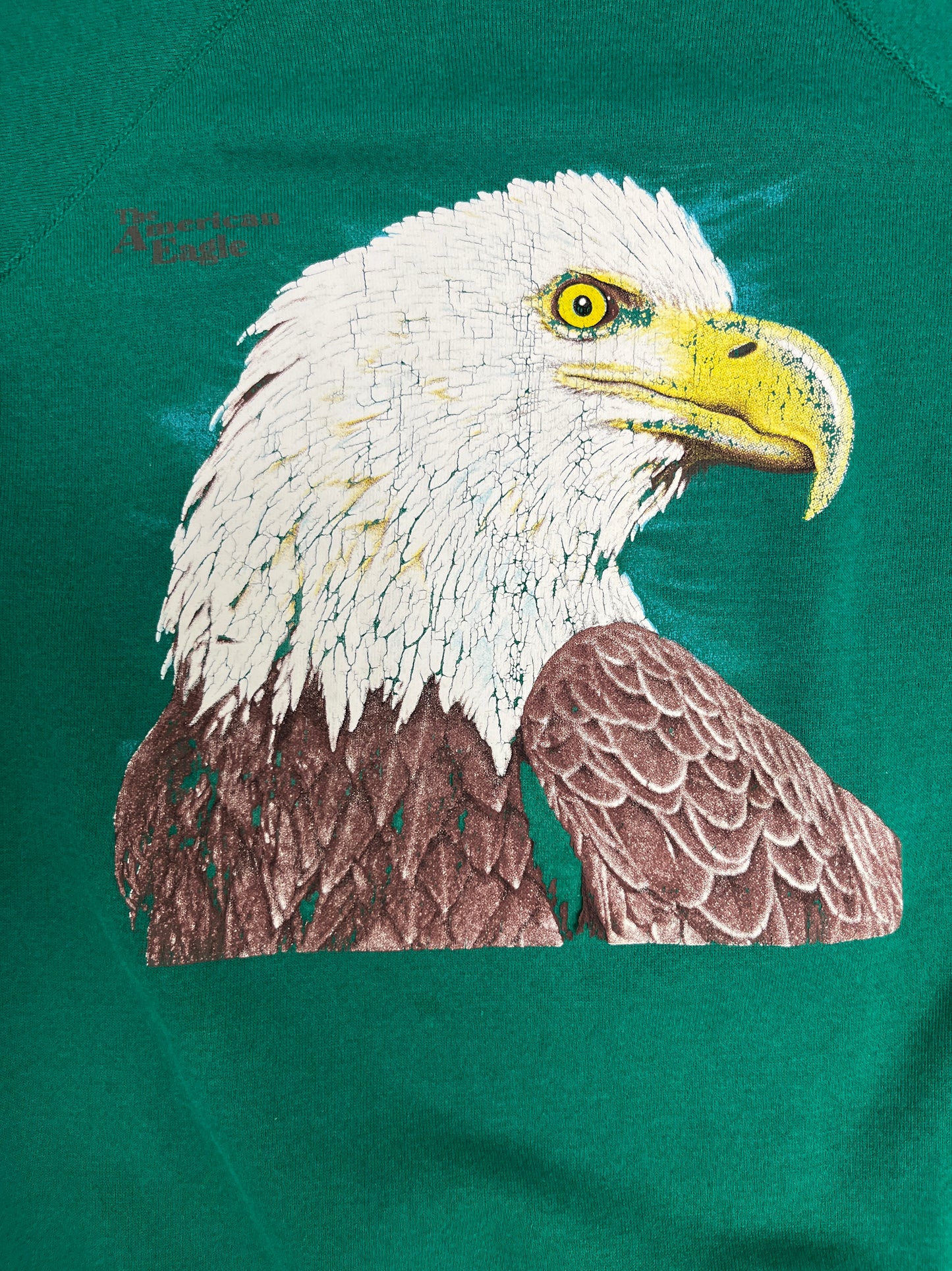 The American Eagle Graphic Crewneck | Size XX-Large | Vintage 1980s Animal Graphic Green Sweater | Made in USA |