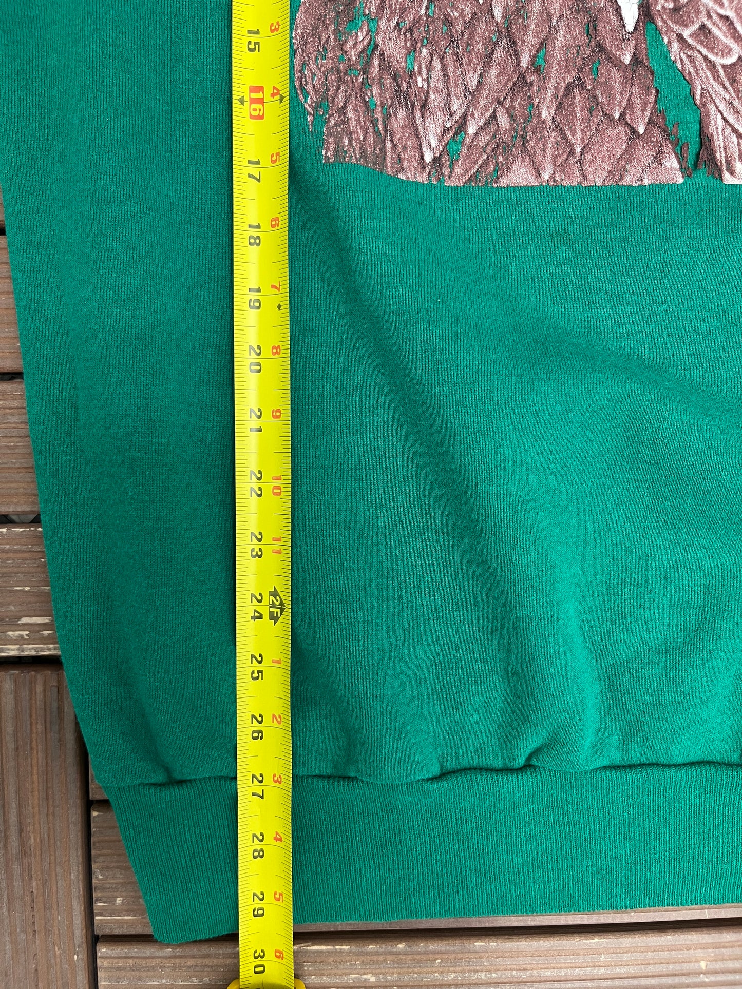 The American Eagle Graphic Crewneck | Size XX-Large | Vintage 1980s Animal Graphic Green Sweater | Made in USA |