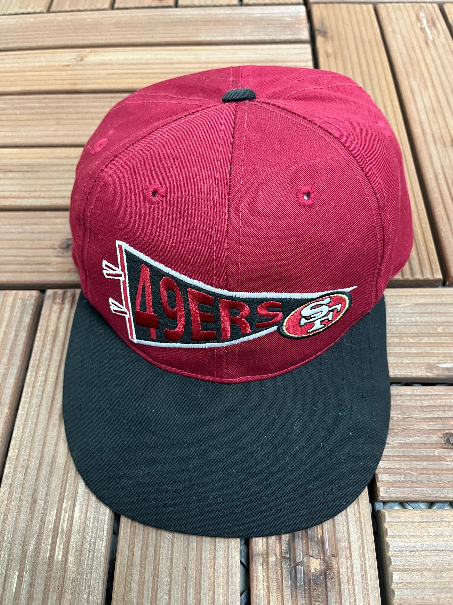 San Francisco 49ers Graphic Hat | Youth Snap Back | Vintage 1990s NFL Football Red Cap |