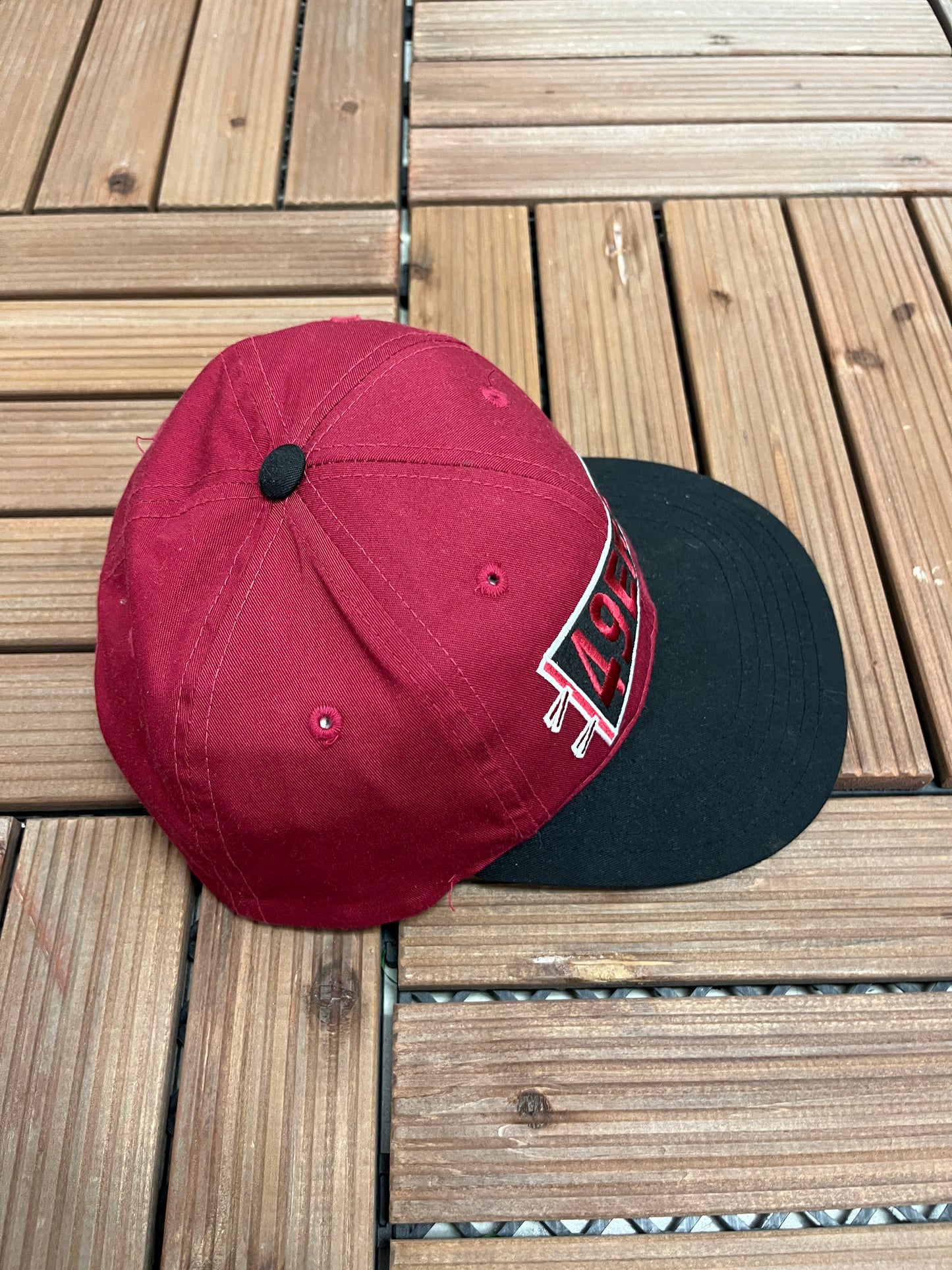 San Francisco 49ers Graphic Hat | Youth Snap Back | Vintage 1990s NFL Football Red Cap |