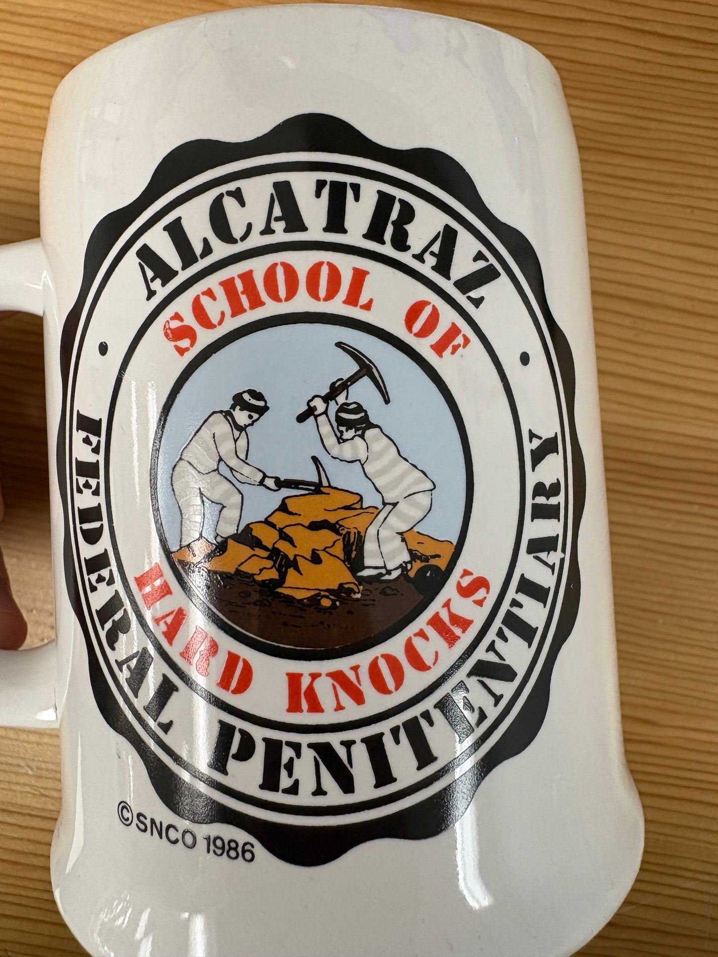 Alcatraz Federal Penitentiary School Of Hard Knocks Mug | Vintage 1980s White Coffee Mug |