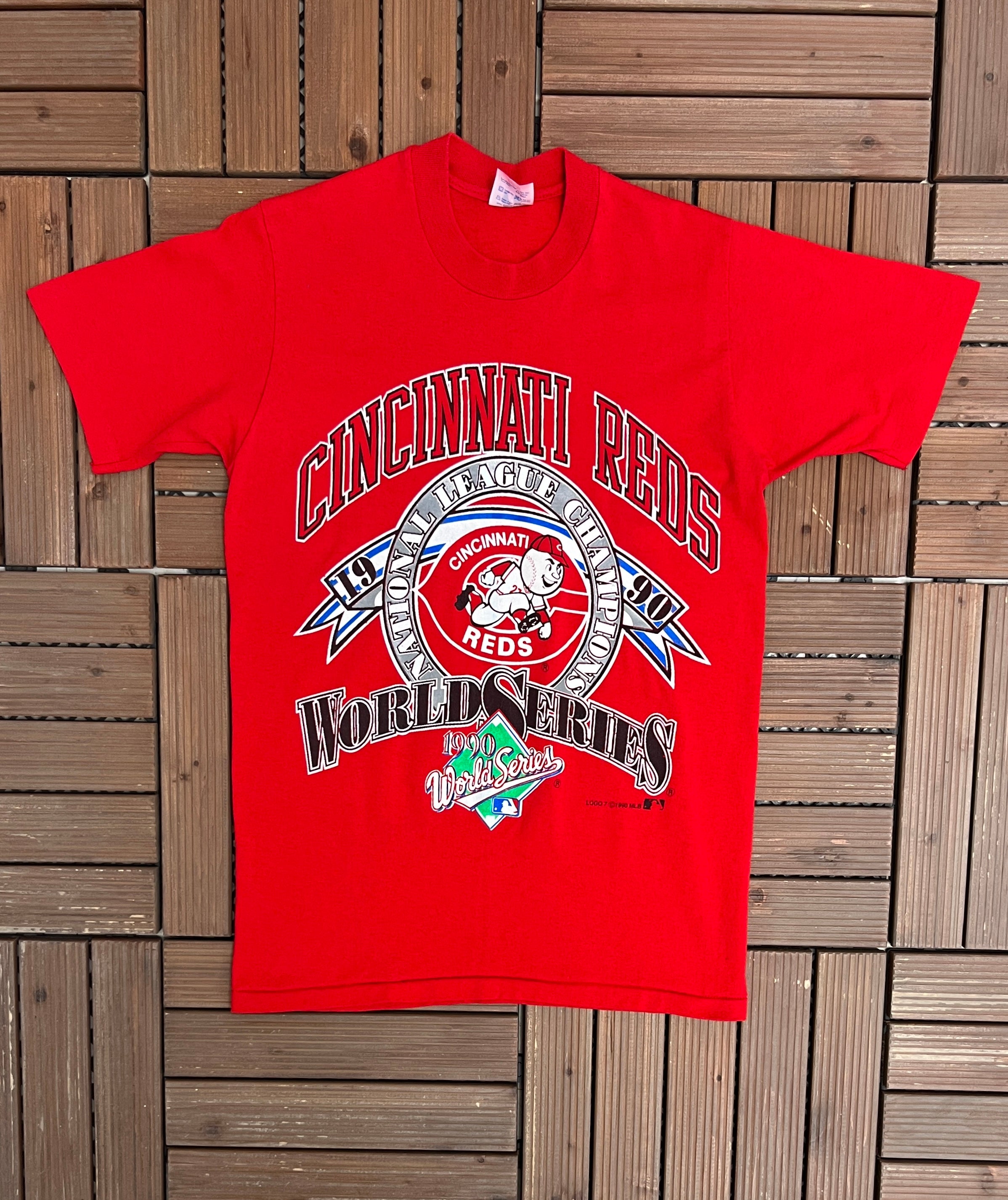 LegacyVintage99 Vintage Cincinnati Reds 1990 World Champions T Shirt Tee Trench Medium Made USA MLB Ohio Cleveland 1990s World Series New with Tags Large
