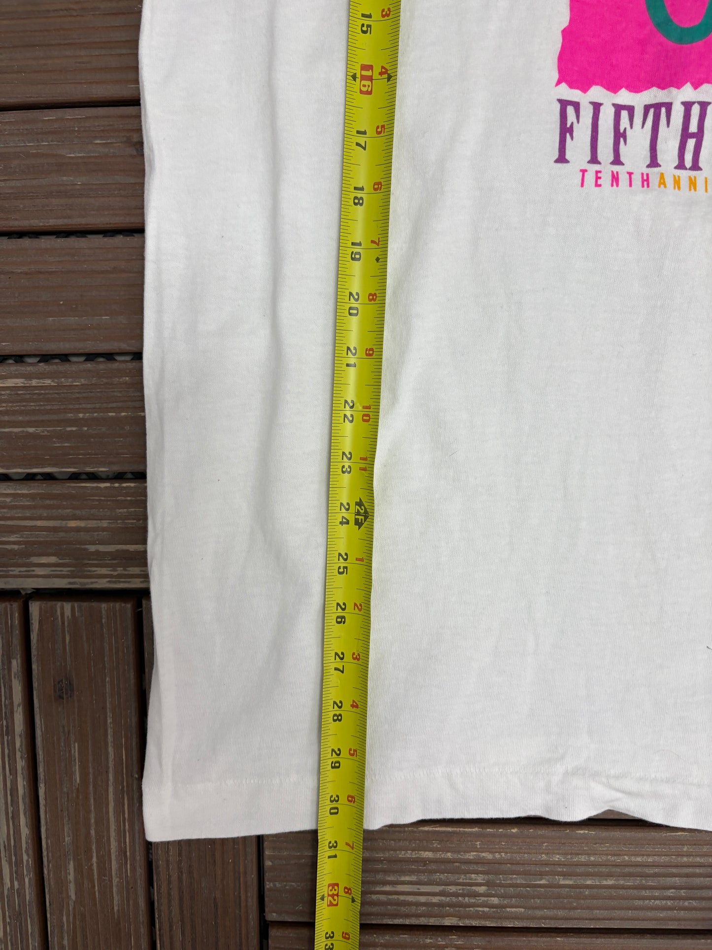 July 4th Fifth Season Race Graphic Tee| Size X-Large | Vintage 1990s Single Stitch Promotional White T-Shirt |