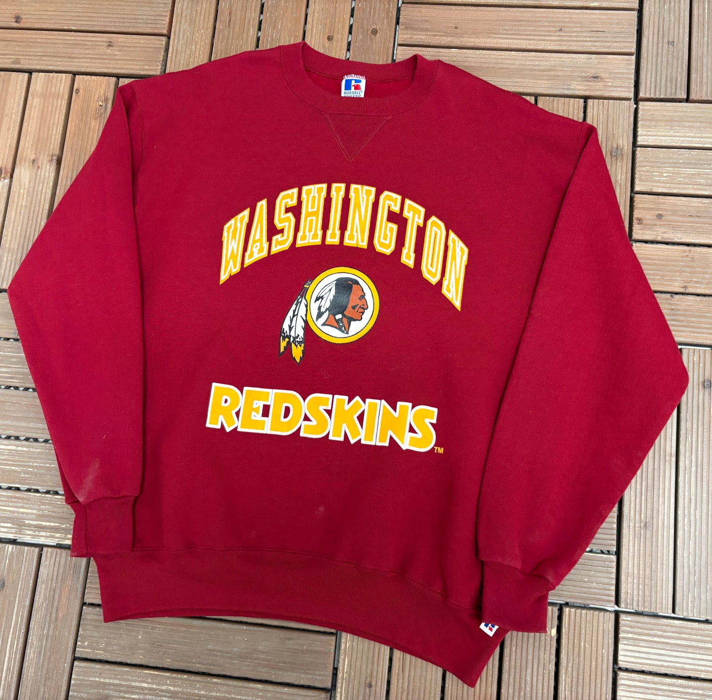Washington Redskins Graphic Crewneck | Size X-Large | Vintage 1990s Red NFL Football Sweater |