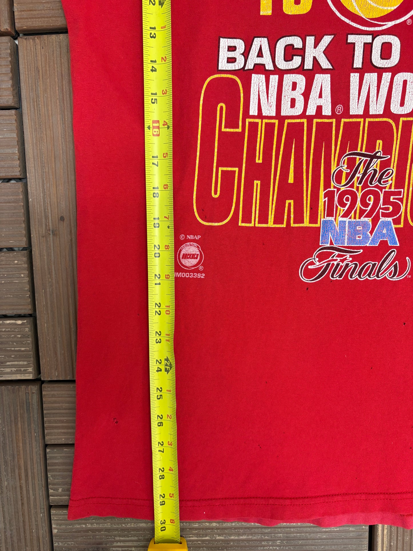 Houston Rockets Back To Back Champions Graphic Tee | Size Large | Vintage 1990s NBA Basketball Red T-Shirt |