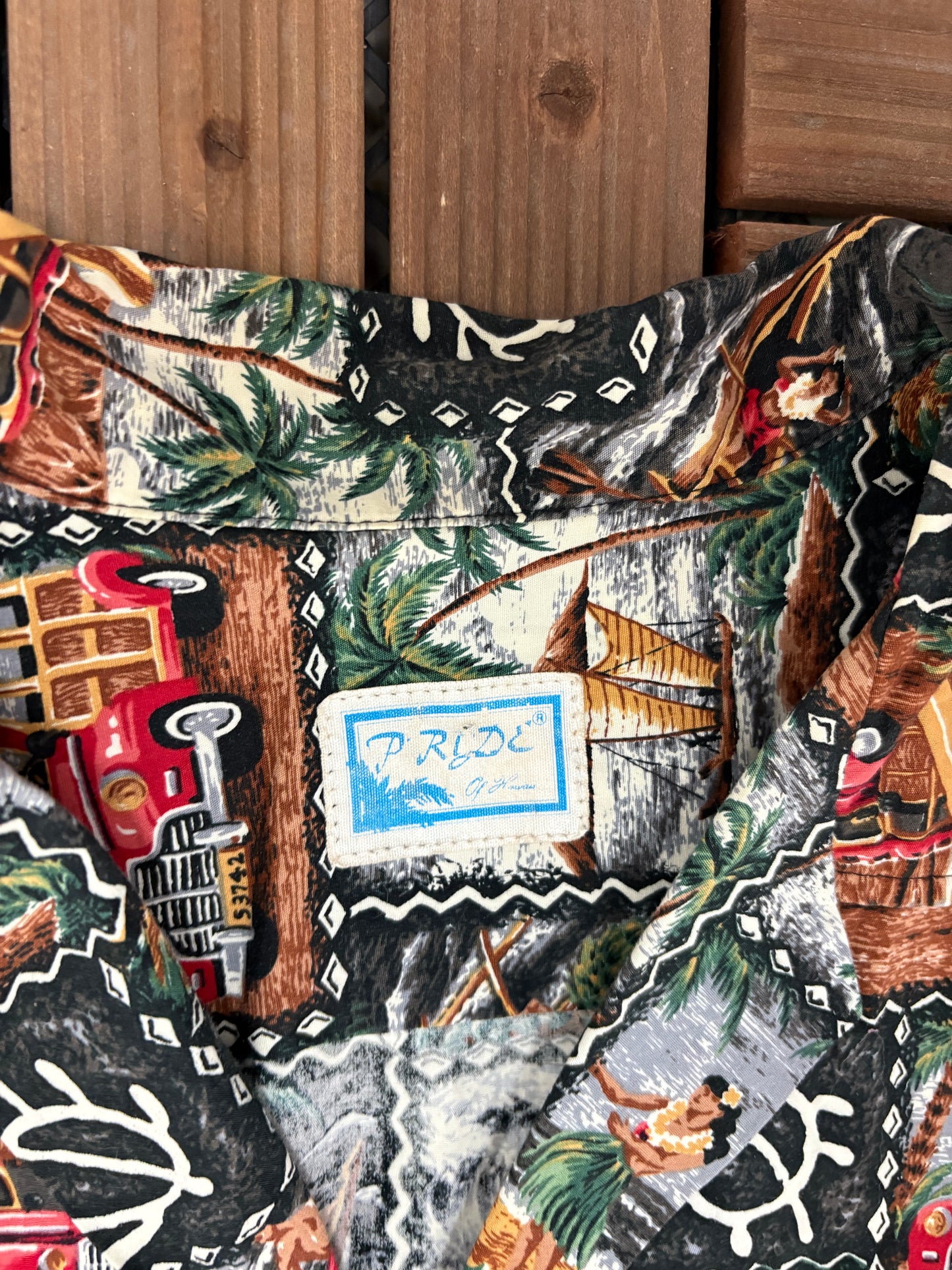 Hula & Surfing Graphic Hawaiian Shirt | Size X-Large | Vintage 1990s Scenic Hawaiian Shirt |