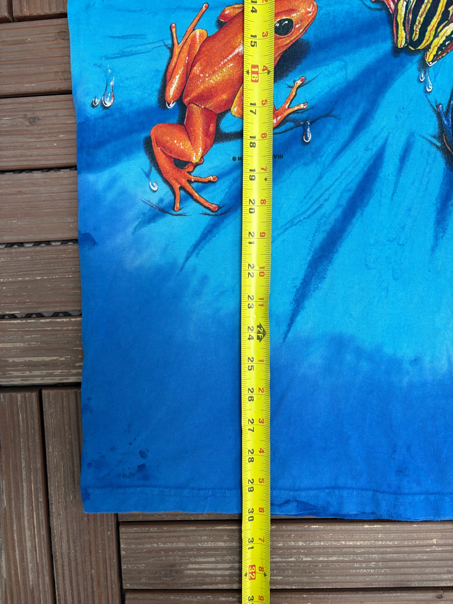 Wild Wear Frogs Graphic Tee | Size XX-Large | Vintage 1990s Animal Promotional AOP Blue T-Shirt |