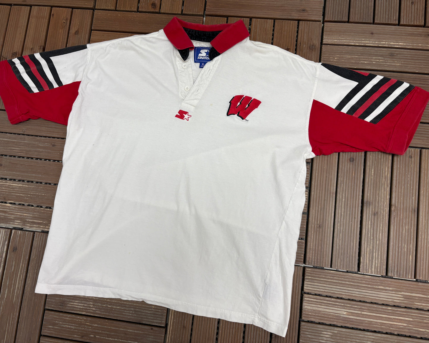 Wisconsin Badgers Embroidered Graphic Tee | Size X-Large | Vintage 1990s College White T-Shirt |