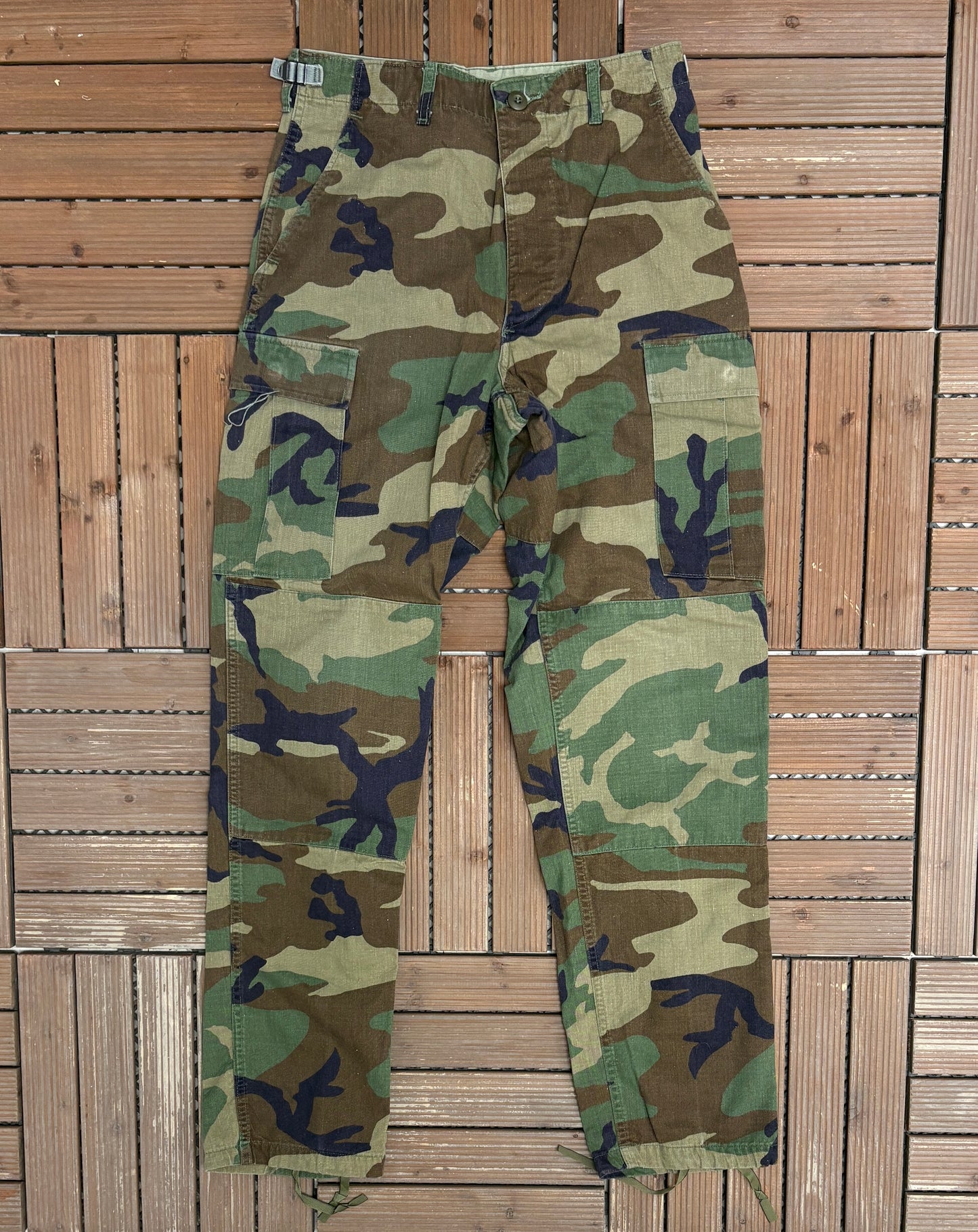 Camouflage Military Cargo Pants | Size Small-Long | Vintage 1990s Camouflage Green Cargo Pants |