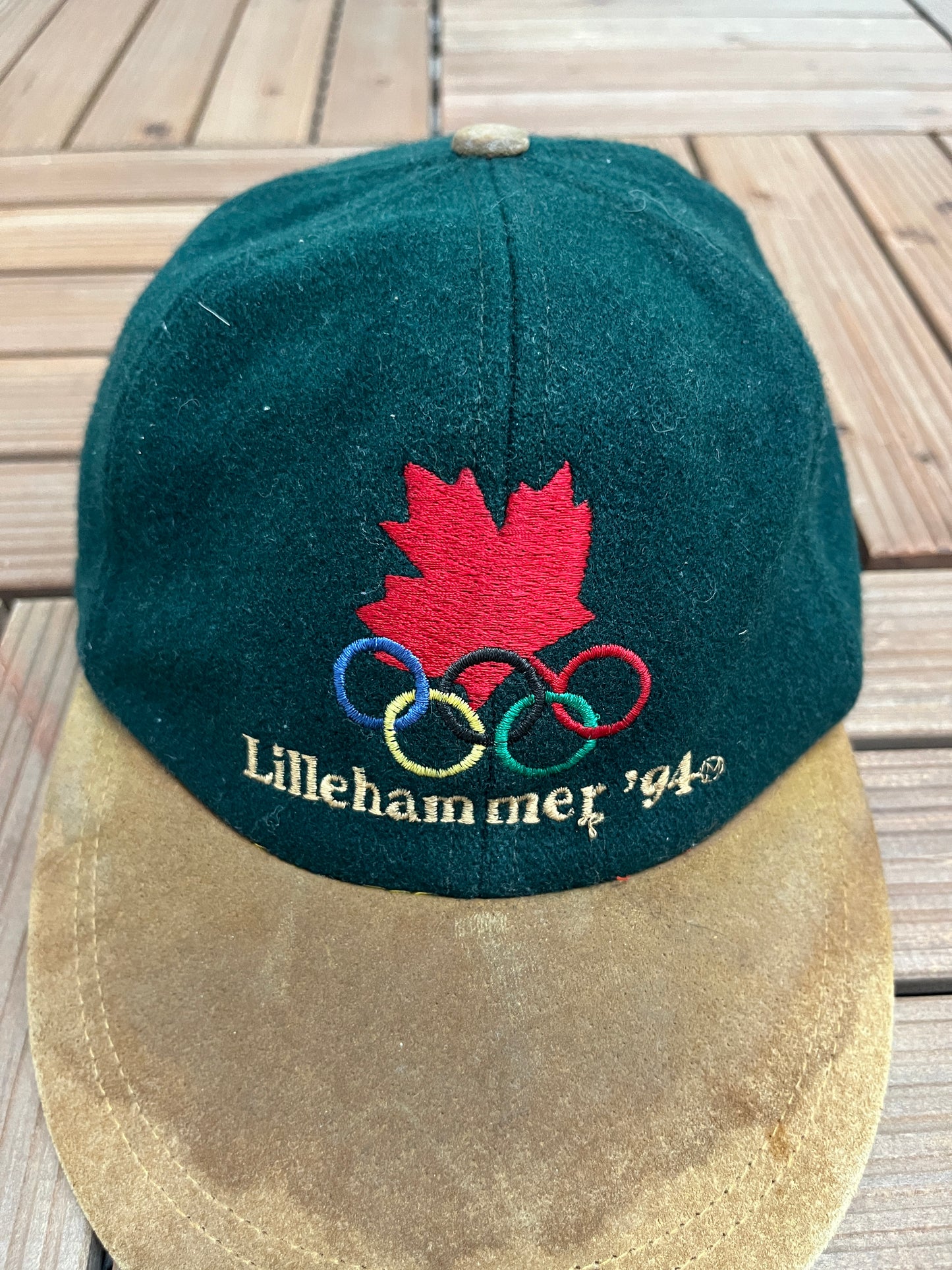 Team Canada Lillehammer '94 Olympics Embroidered Hat | Metal Clasp | Vintage 1990s Green Cap |