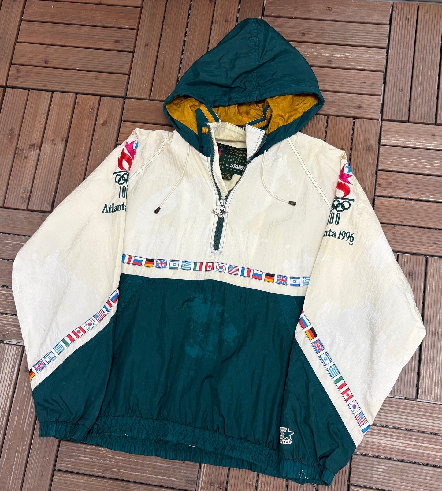 Atlanta Olympics 1996 Graphic Windbreaker | Size X-Large | Vintage 1990s Promotional Windbreaker |