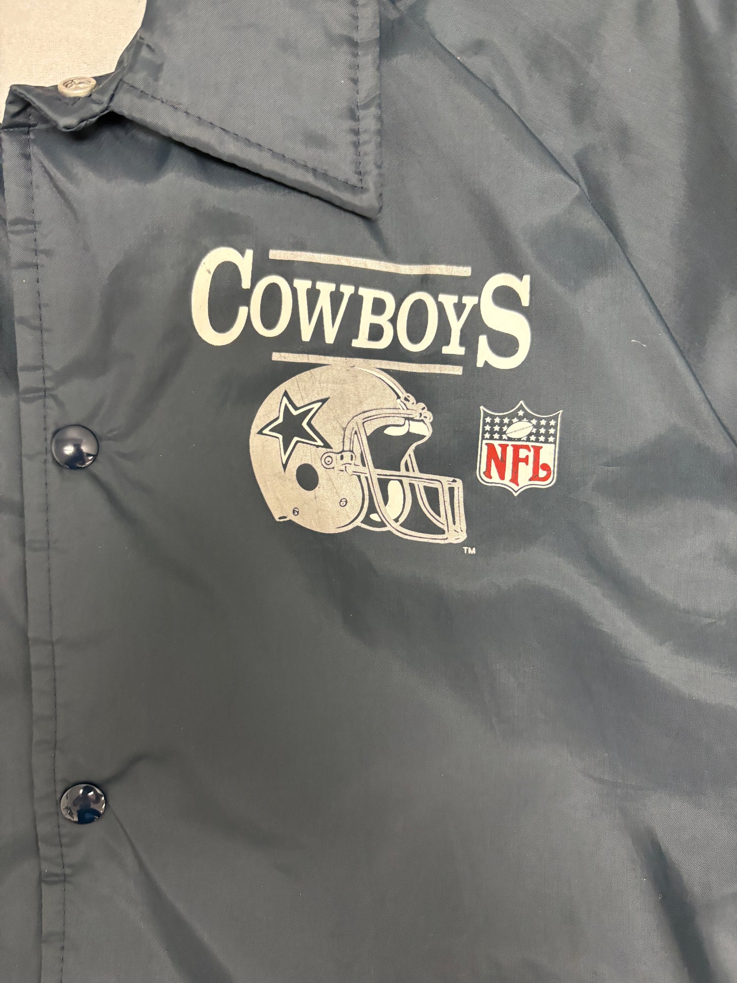 Dallas Cowboys Graphic Jacket | Size Small | Vintage 1980s NFL Football Blue Jacket |