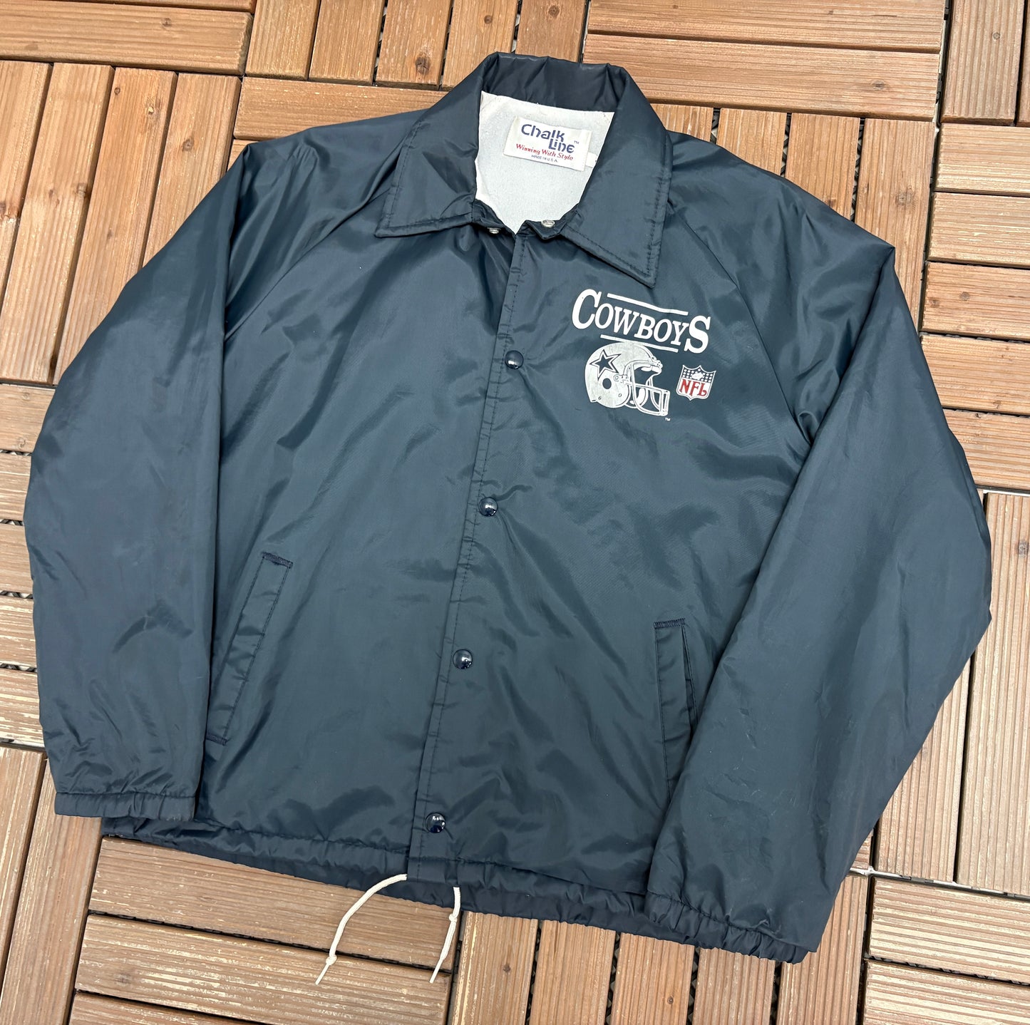 Dallas Cowboys Graphic Jacket | Size Small | Vintage 1980s NFL Football Blue Jacket |
