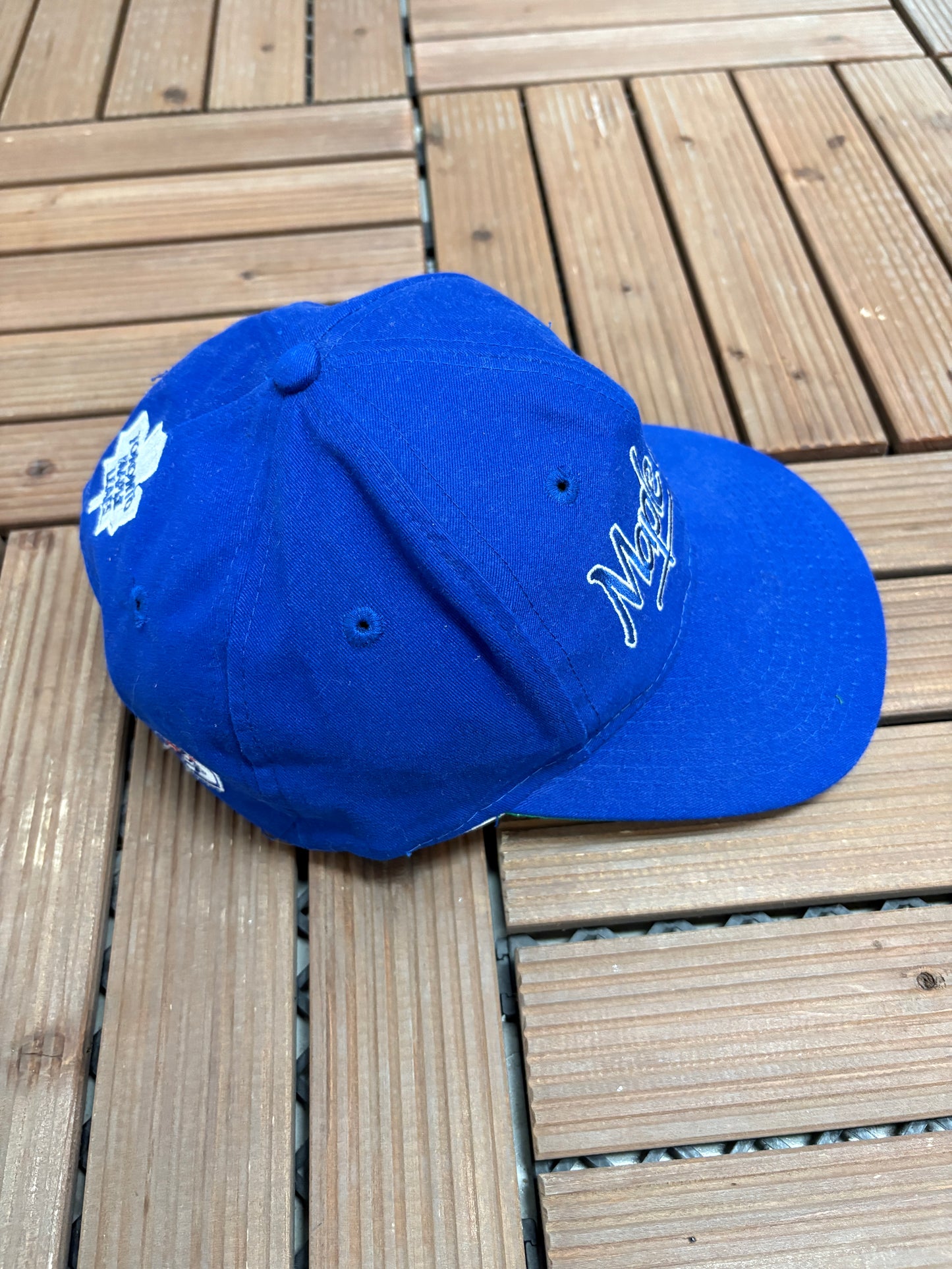Toronto Maple Leafs Embroidered Graphic Hat | Snap Back | Vintage 1990s NHL Hockey Blue Cap |