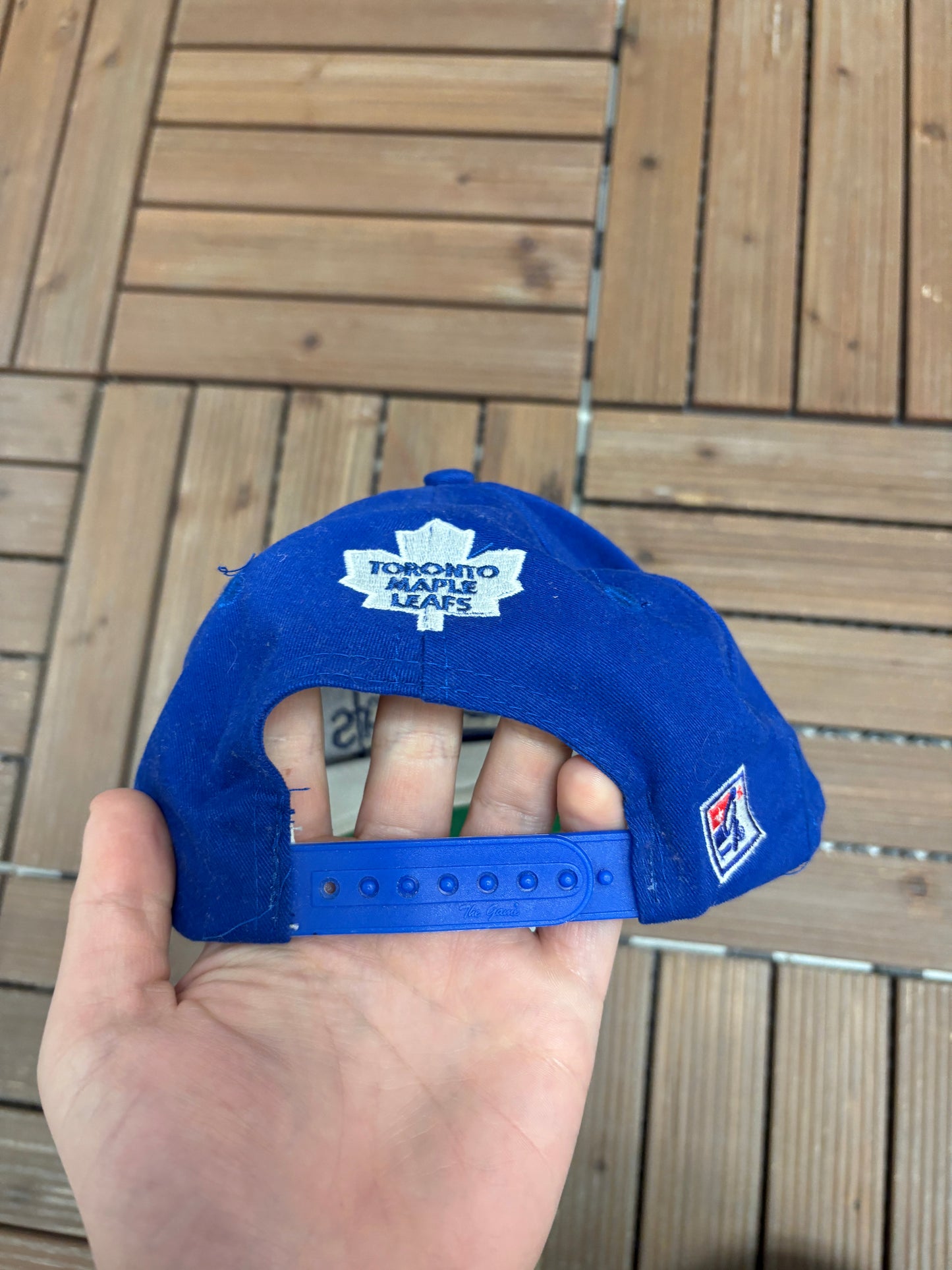 Toronto Maple Leafs Embroidered Graphic Hat | Snap Back | Vintage 1990s NHL Hockey Blue Cap |