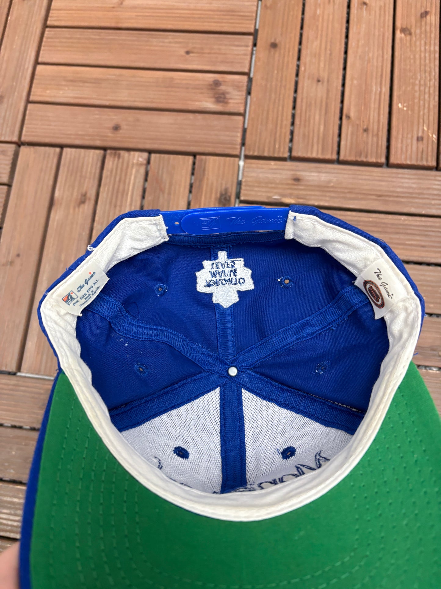 Toronto Maple Leafs Embroidered Graphic Hat | Snap Back | Vintage 1990s NHL Hockey Blue Cap |