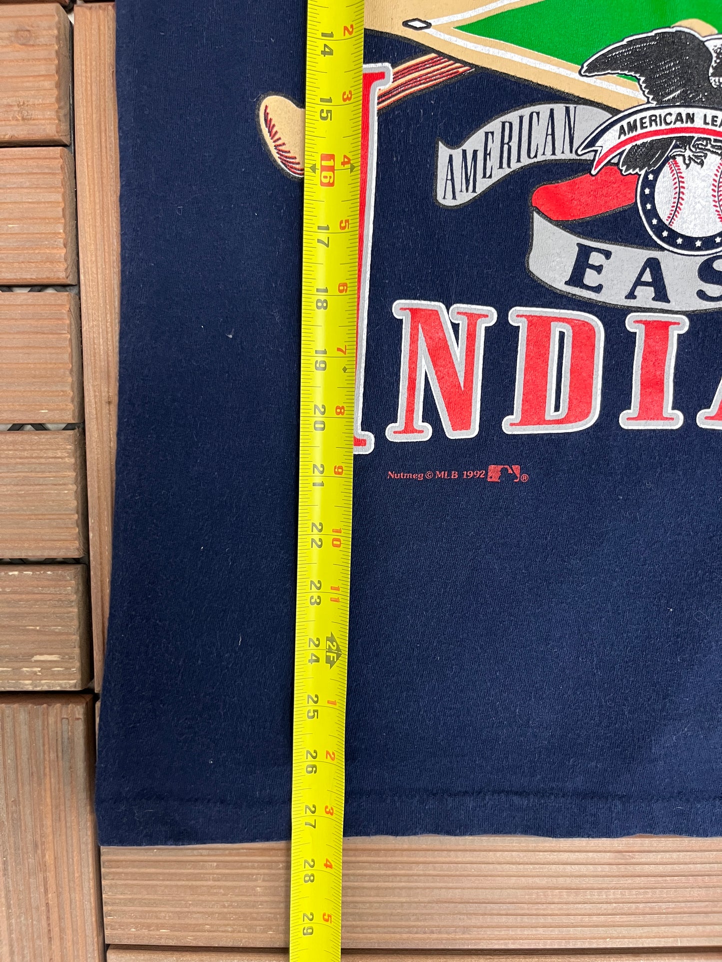 Cleveland Indians AL East Graphic Tee | Size Large | Vintage 1990s MLB Baseball Blue T-Shirt |